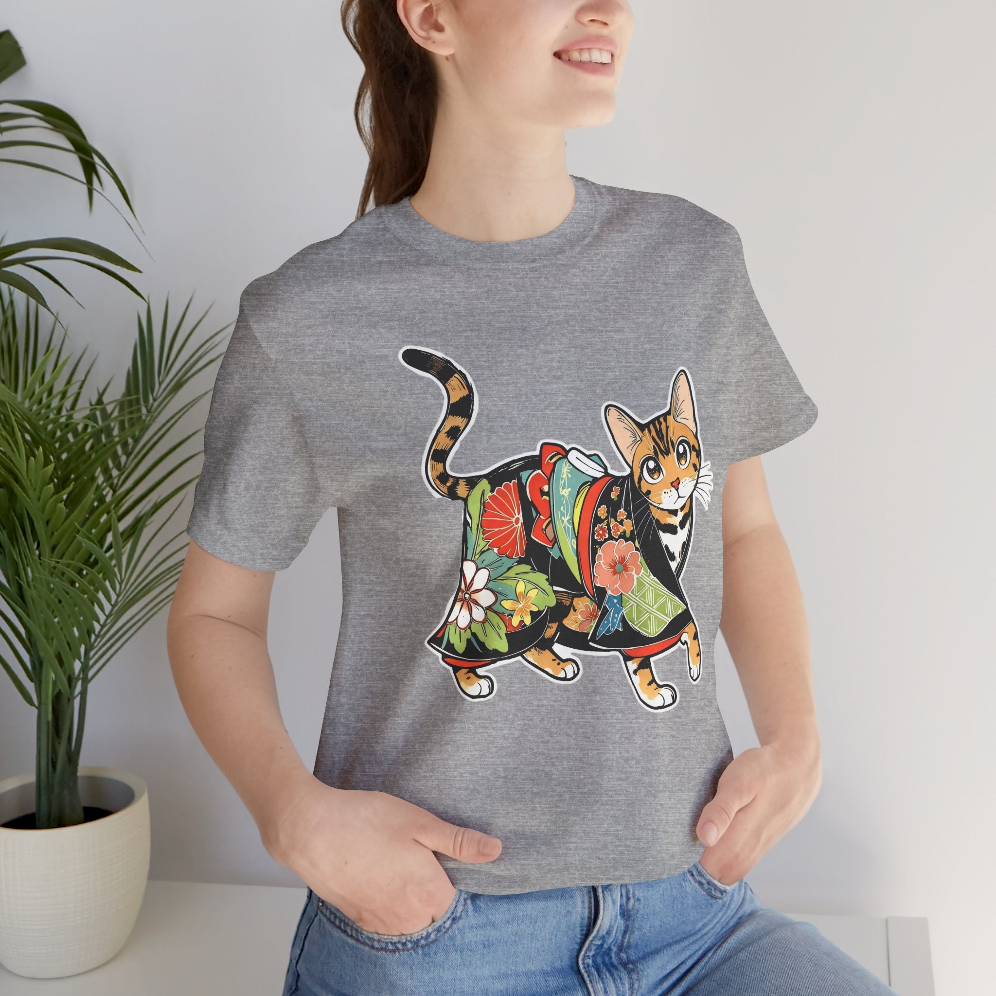 Zen Cat Shirt Japanese Gift Tee, Kimono Cat Bengal