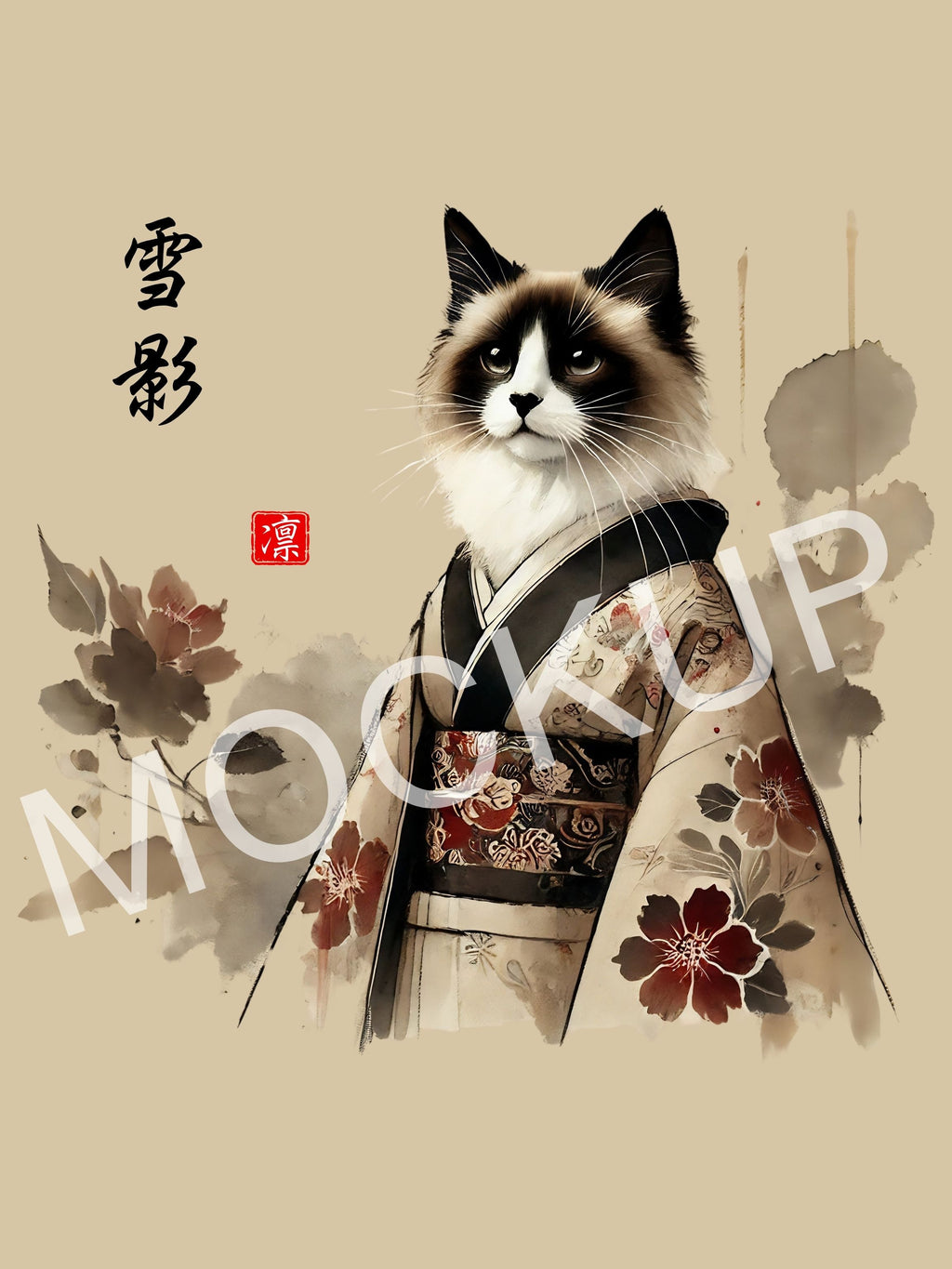 雪影 (Yukikage) – Snow Shadow Cat Wall Art