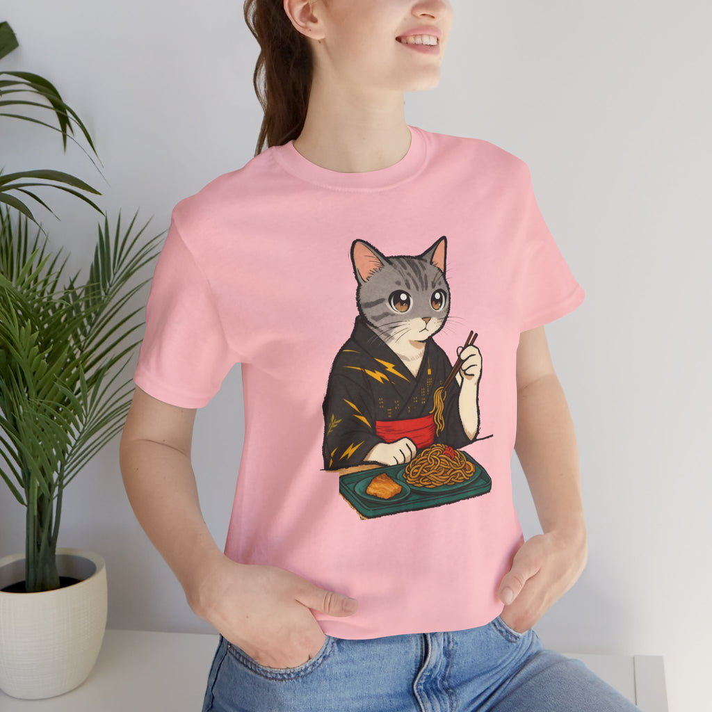 Yakisoba Noodle Cat Shirt - Japanese Street Food Kimono Cat Tee - Kimono Cats Collection