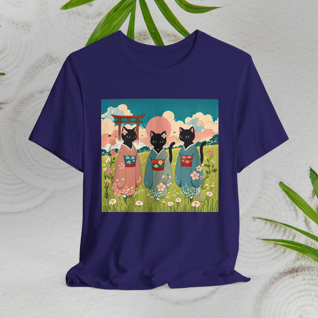Black Kitty Cats in Japanese Kimonos T-Shirt