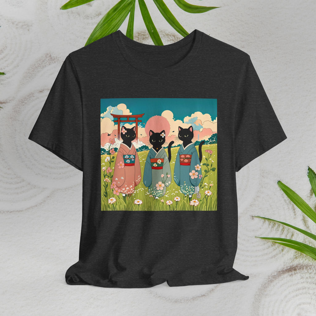 Black Kitty Cats in Japanese Kimonos T-Shirt