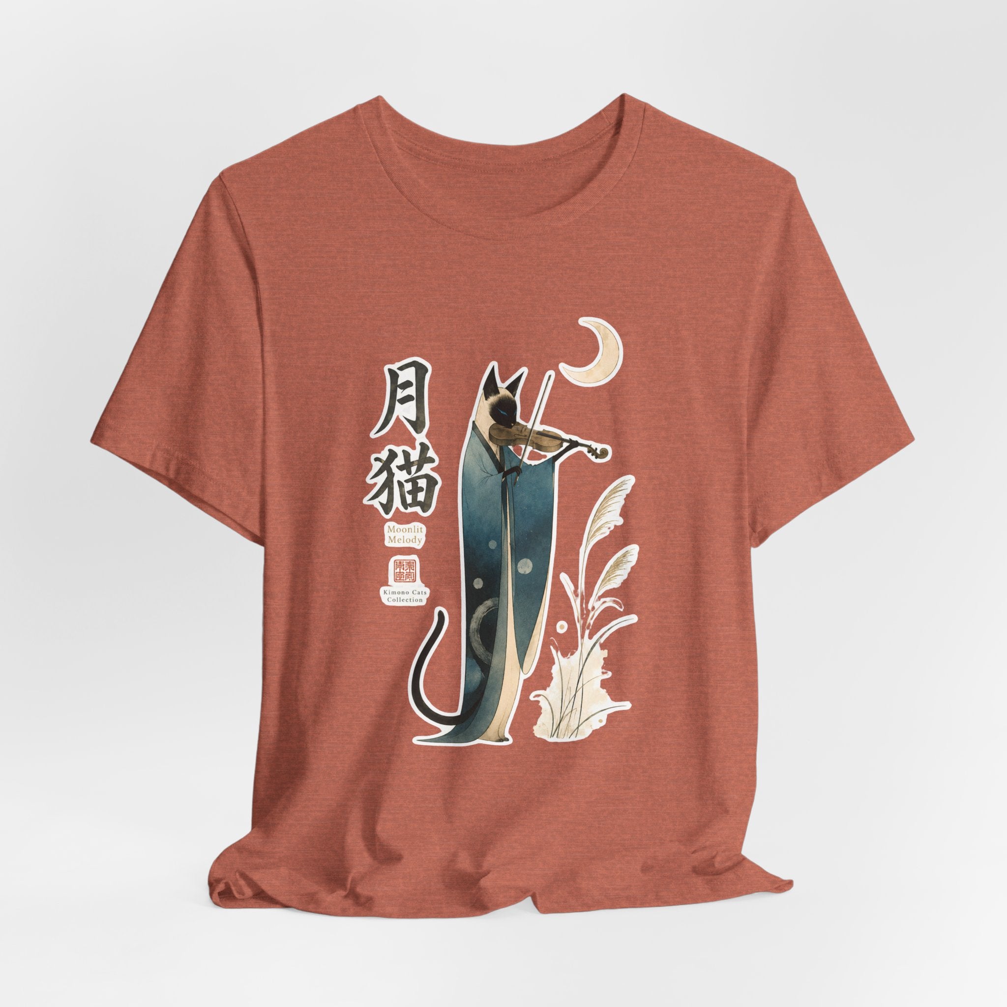 Moon Cat Violin Tee — Japanese-Inspired Cat Playing Violin T-Shirt