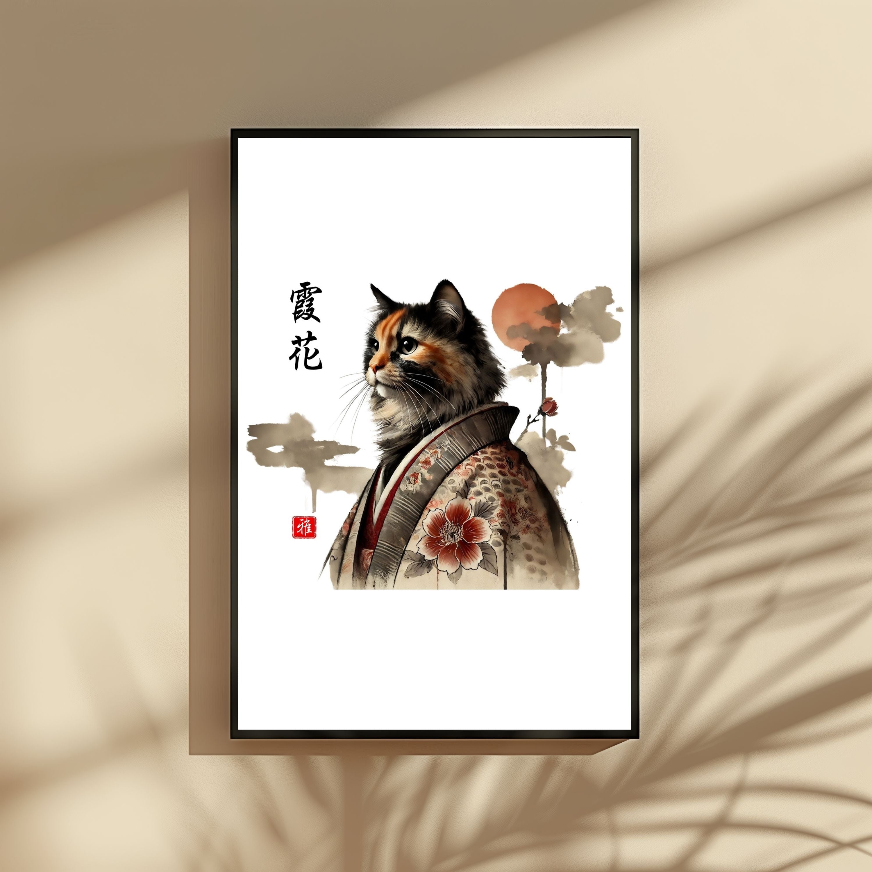 霞花 (Kasuka) – Misty Flower Cat Wall Art