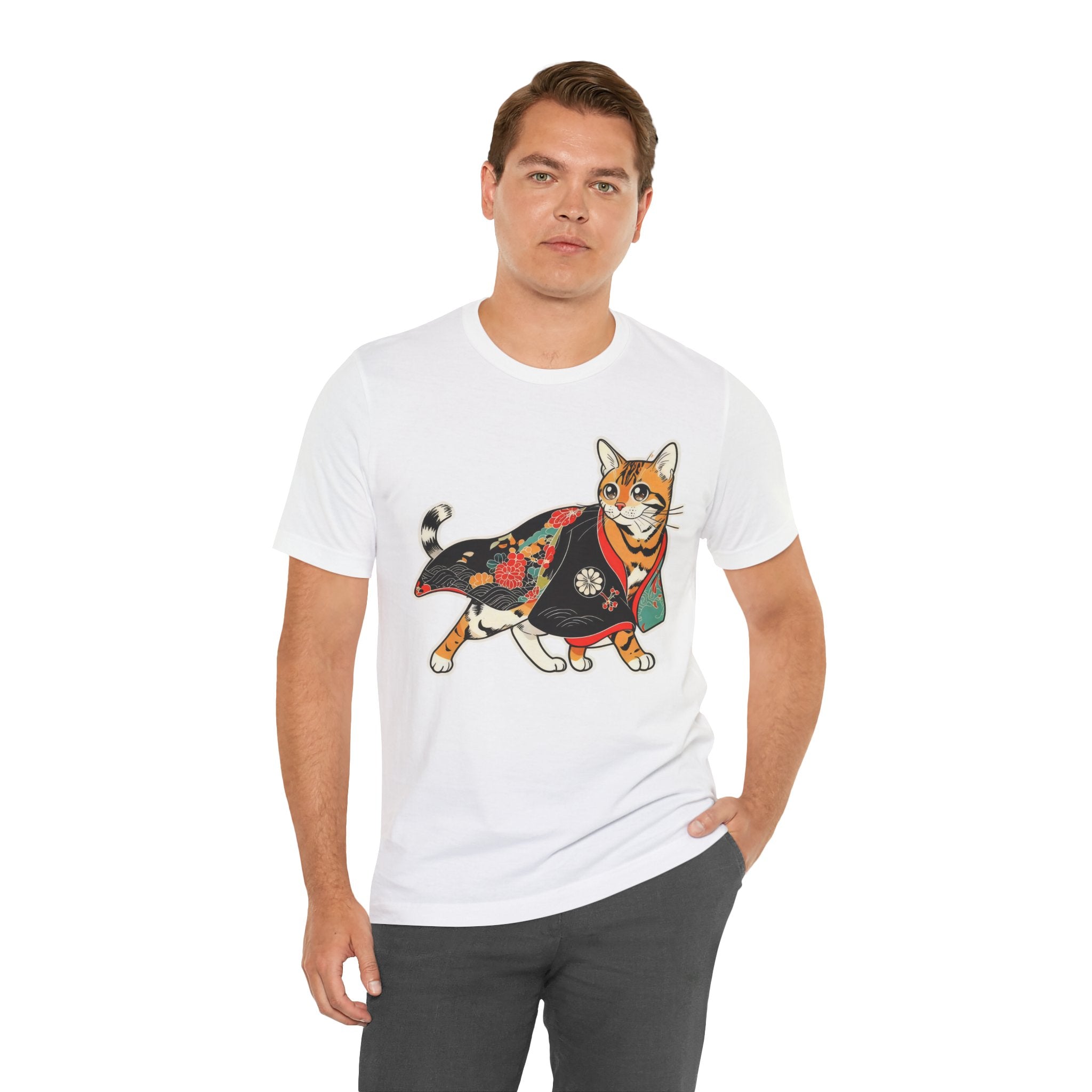 Japanese Neko Cat Shirt Calm Gift Tee, Kimono Neko Bengal
