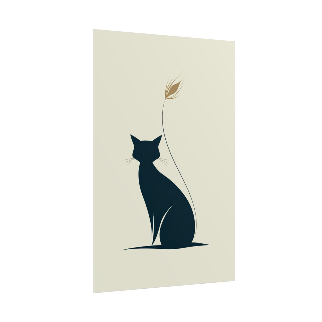 Minimalist Cat Silhouette Poster - Modern Rolled Wall Art