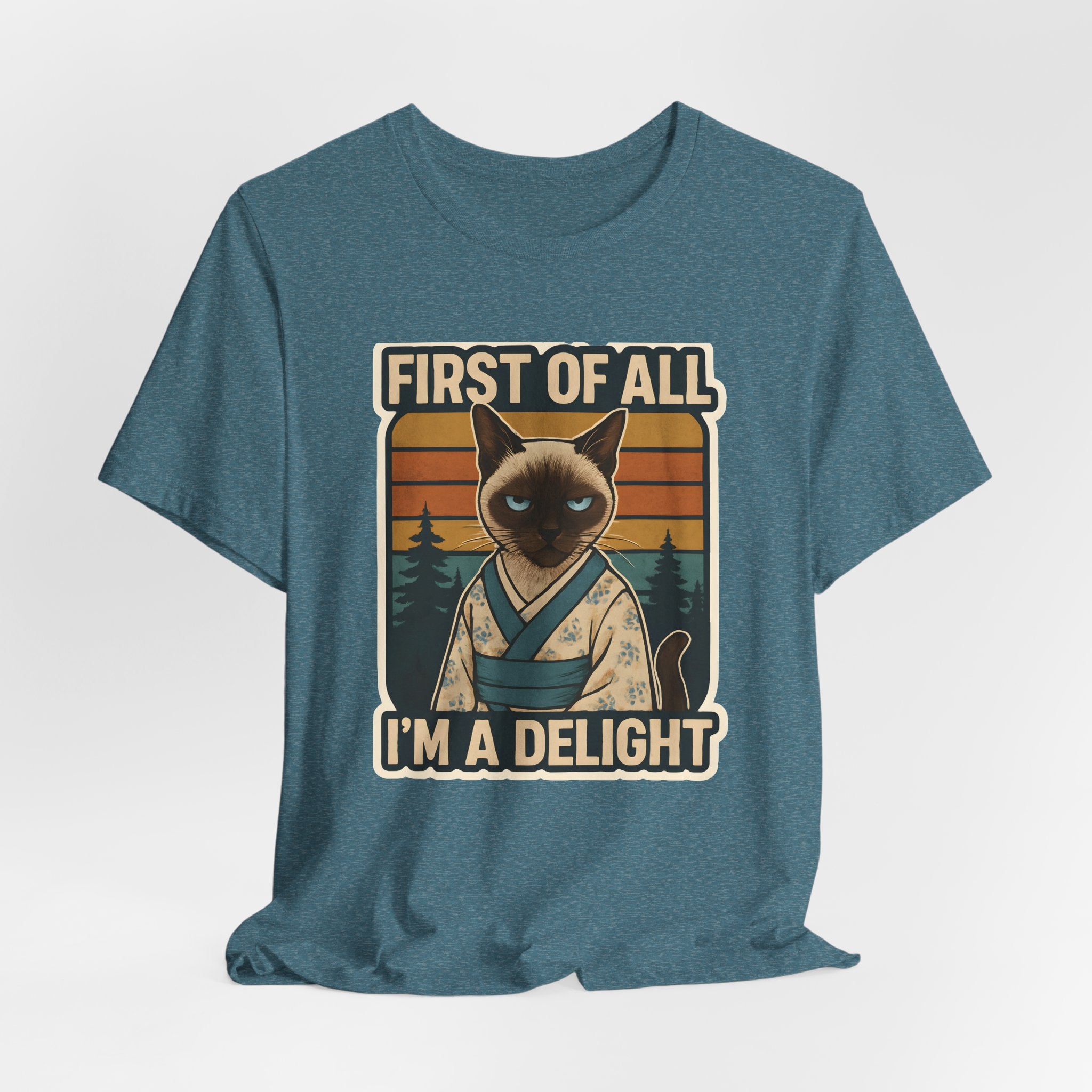 Siamese Cat Samurai "First of All I'm a Delight" T-Shirt