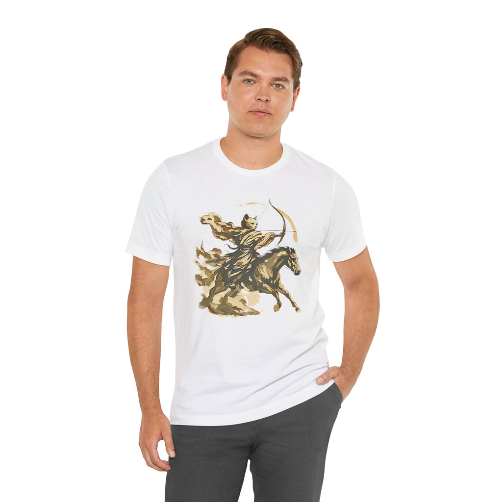 Year of the Horse Archer Cat T-Shirt, Japanese Zodiac Ukiyo-e Ink Wash