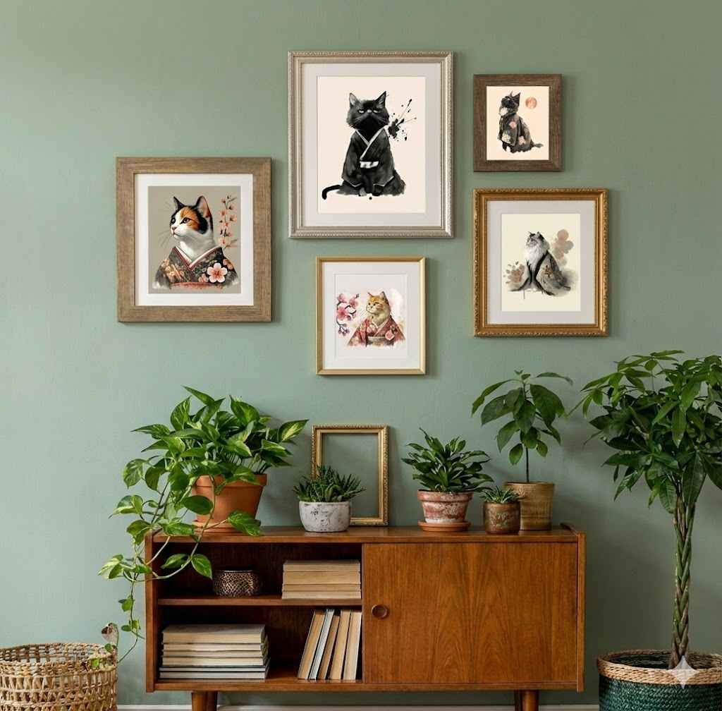 The Kimono Cats Collection: 50+ Printable Japanese Wall Art Designs