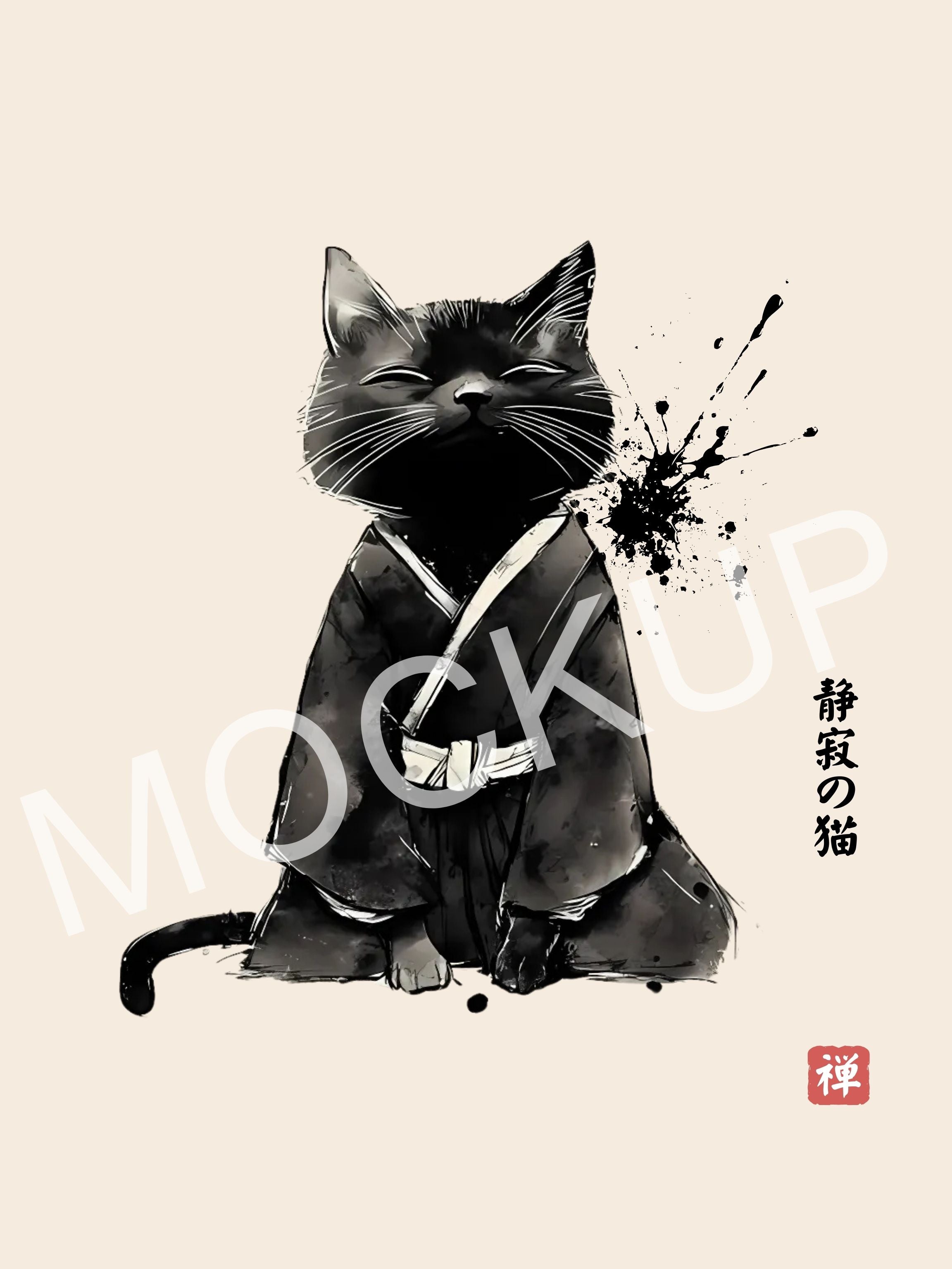 Seijaku no Neko - Zen Tranquility Cat Wall Art