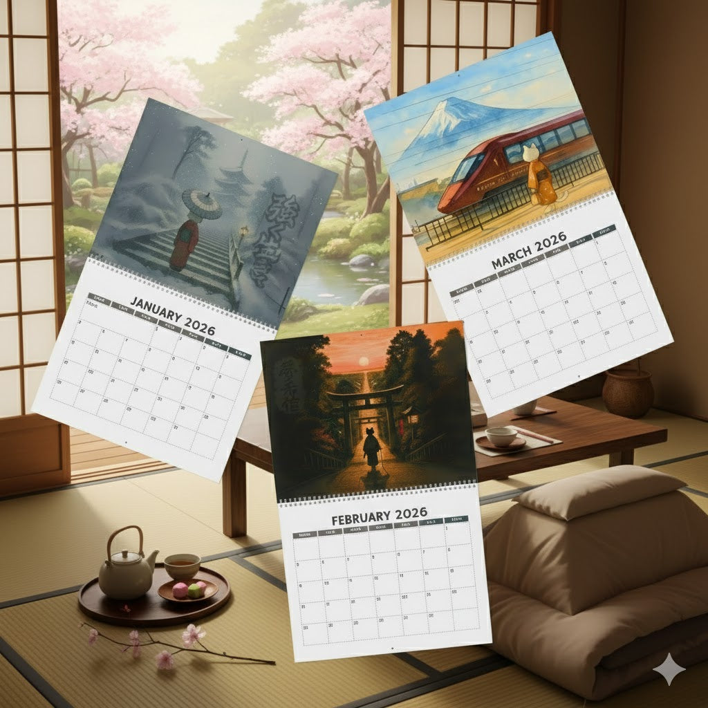 Quiet Journeys Kimono Cats Calendar 2026 - Celebrate Japanese Culture