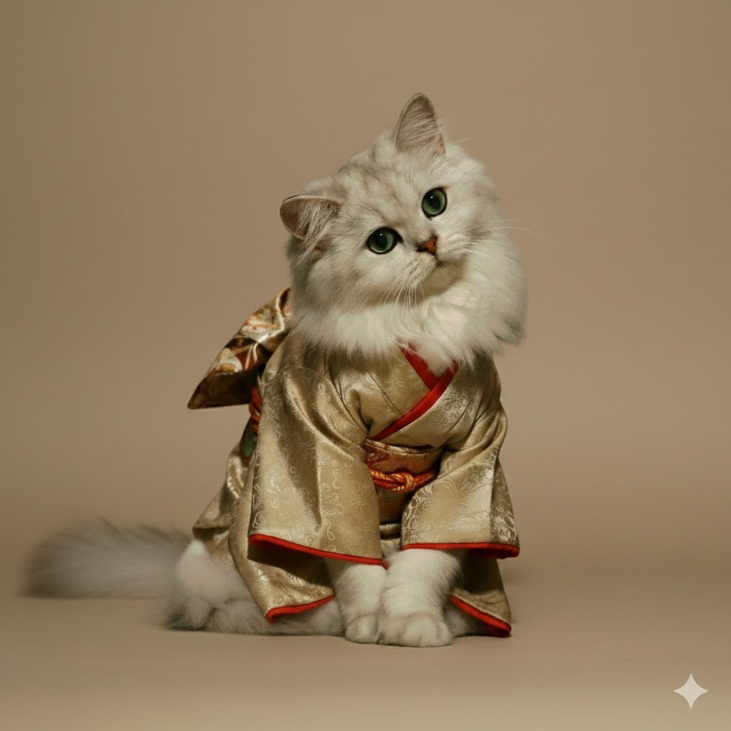 Individuelles Kimono-Haustierportrait – Personalisiertes Haustierkunstwerk im japanischen Stil