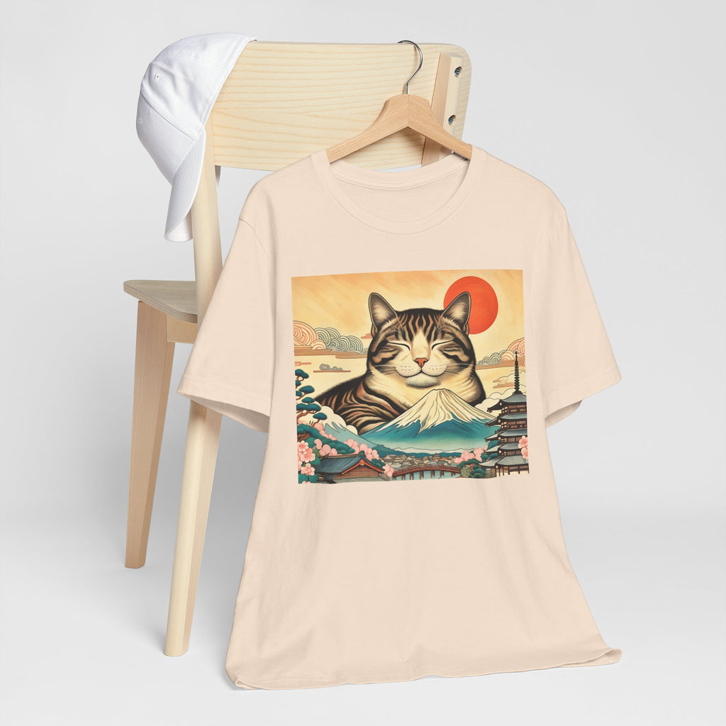 Sakura Mt. Fuji Cat Shirt - Cute Cat T-Shirt Inspired by Japanese Culture - Kimono Cats Collection