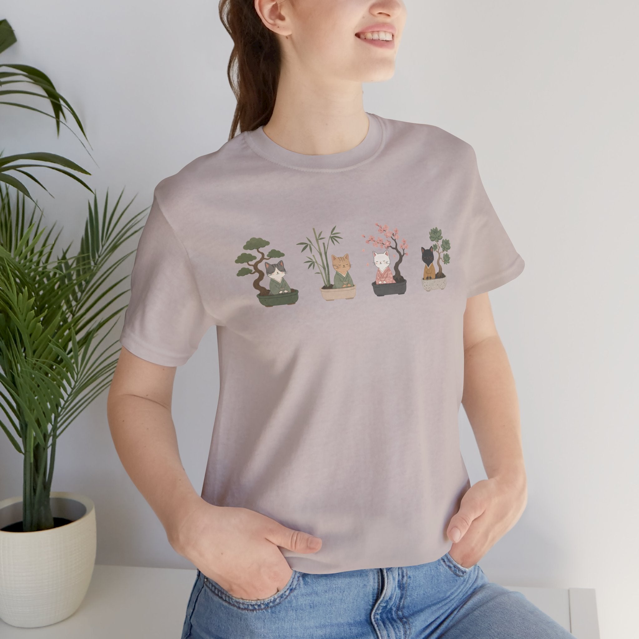 Bonsai Collection Tee — Minimal Cat Graphic T-Shirt