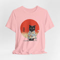 Black Cat Kimono Tee Shirt - Cute Unisex Cat Shirt, Unique Japanese Style Clothing for Animal Lovers - Kimono Cats Collection