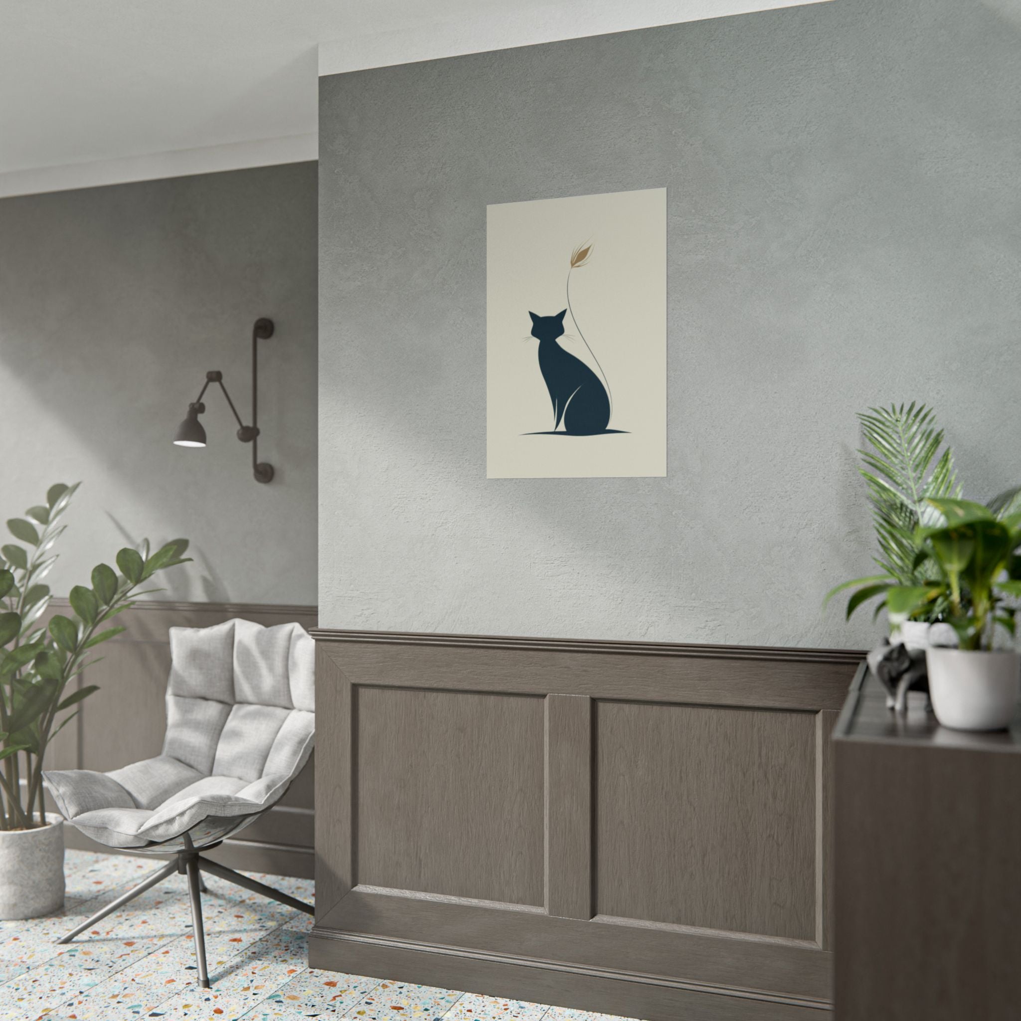 Minimalist Cat Silhouette Poster - Modern Rolled Wall Art