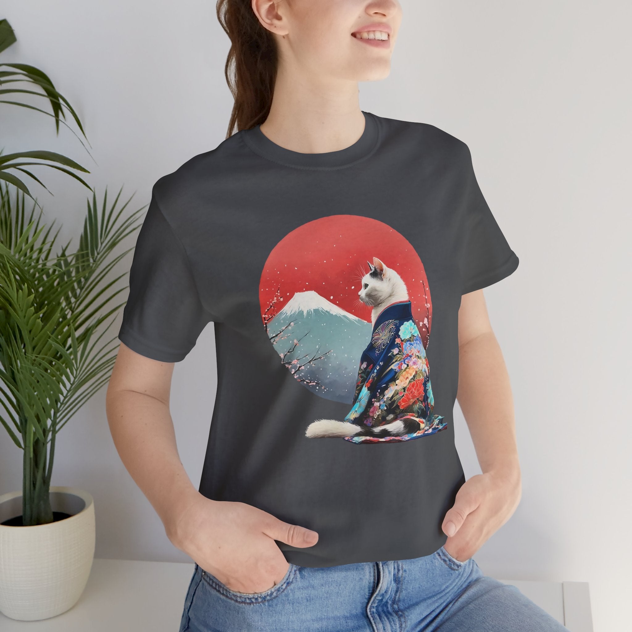 Kimono Cat with Red Sun T-Shirt | Unisex