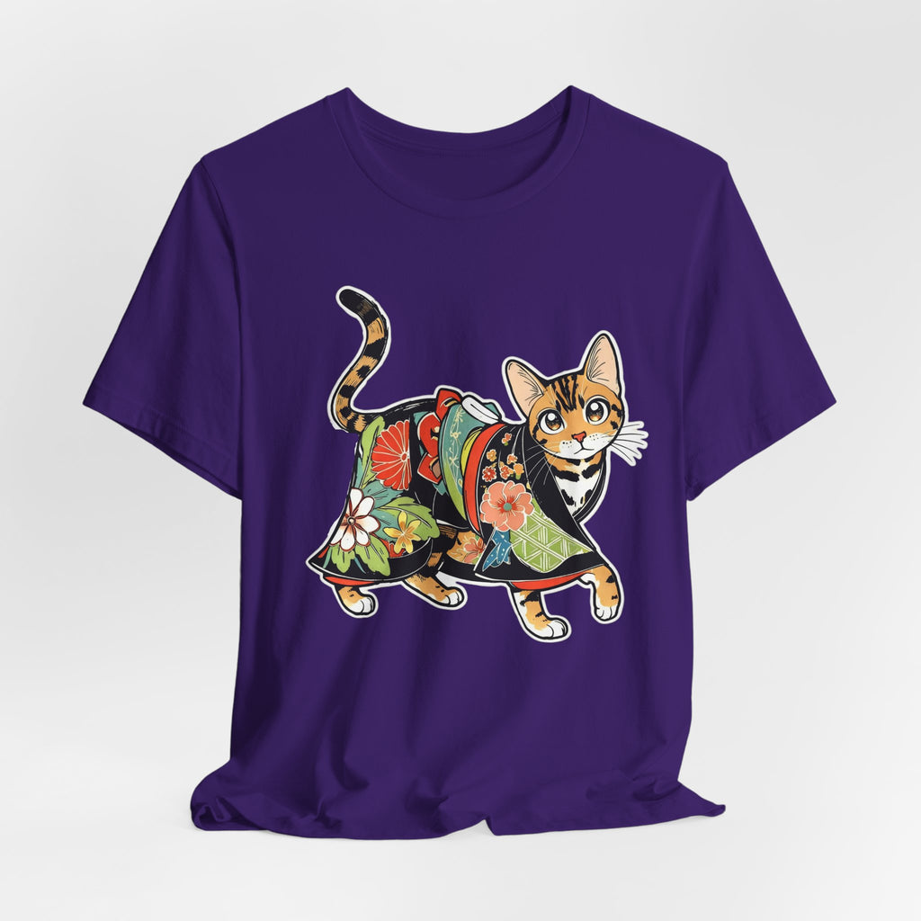 Zen Cat Shirt Japanese Gift Tee, Kimono Cat Bengal