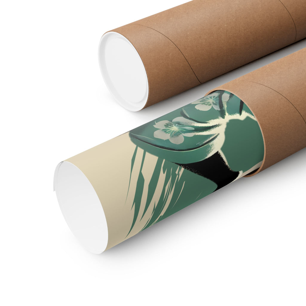 Yoga Black Cat in Green Kimono - Japanese Art Print