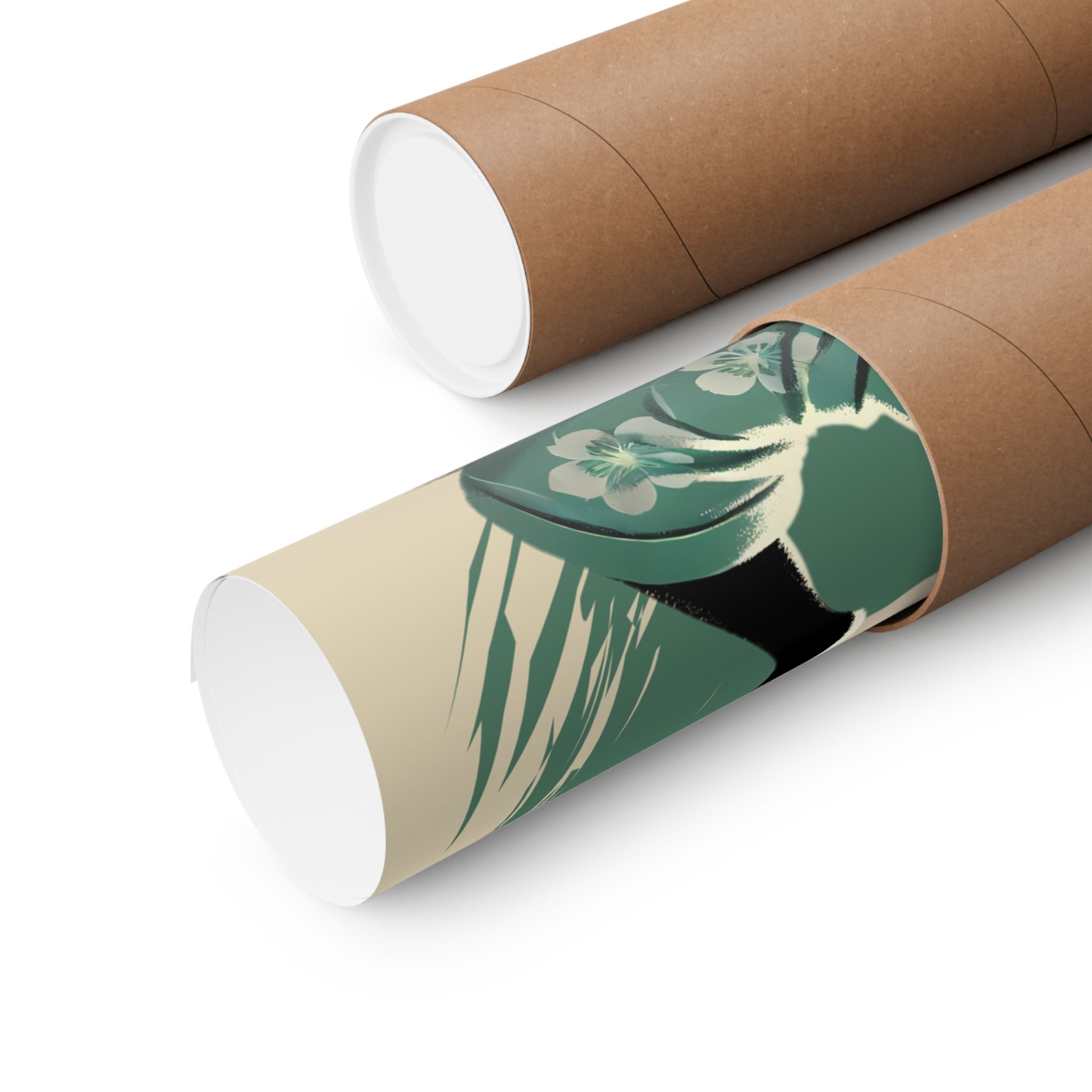 Yoga Black Cat in Green Kimono - Japanese Art Print