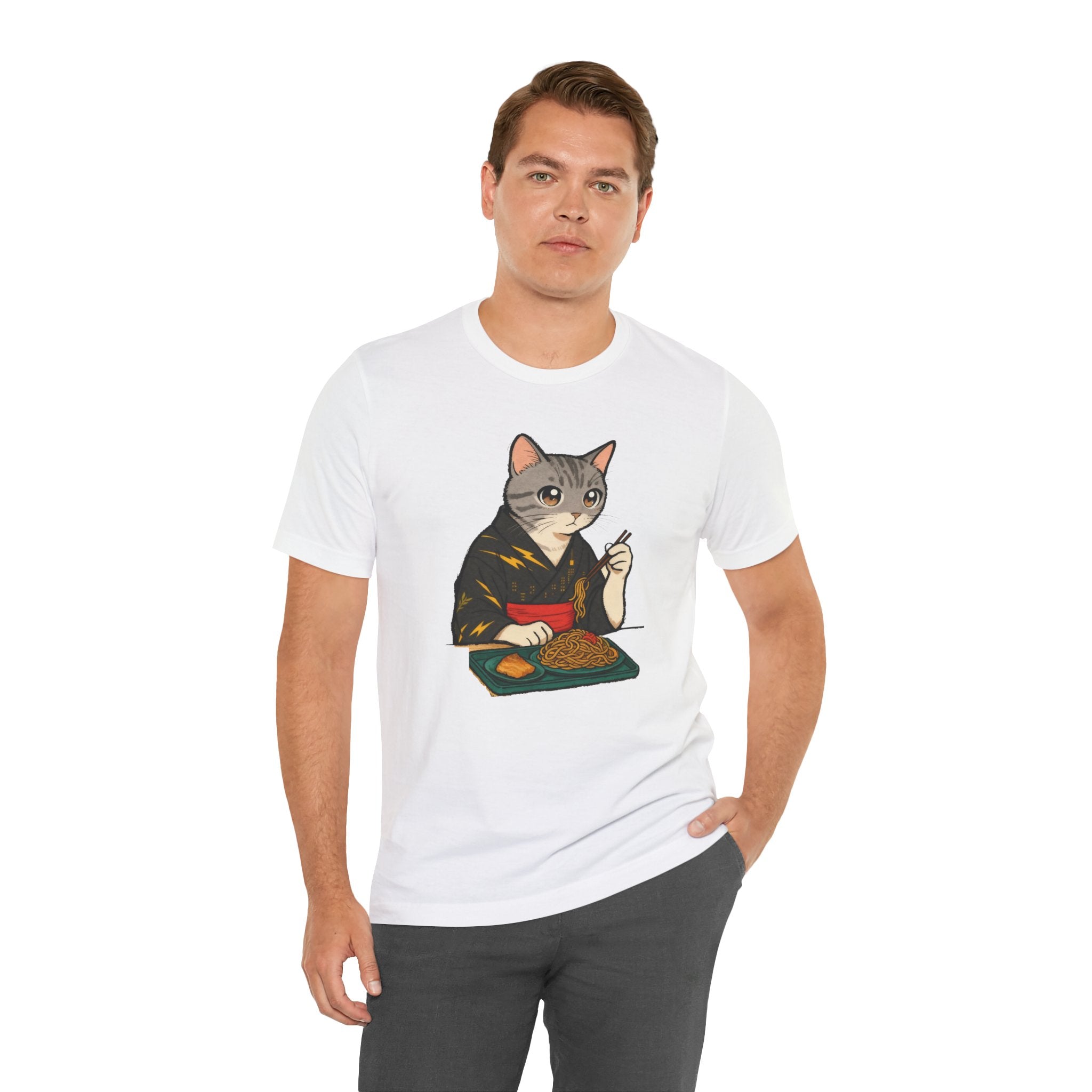 Yakisoba Noodle Cat Shirt - Japanese Street Food Kimono Cat Tee