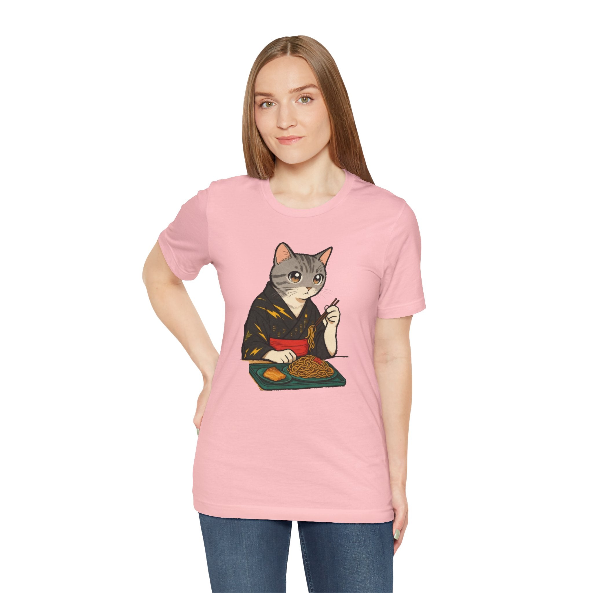 Yakisoba Noodle Cat Shirt - Japanese Street Food Kimono Cat Tee - Kimono Cats Collection
