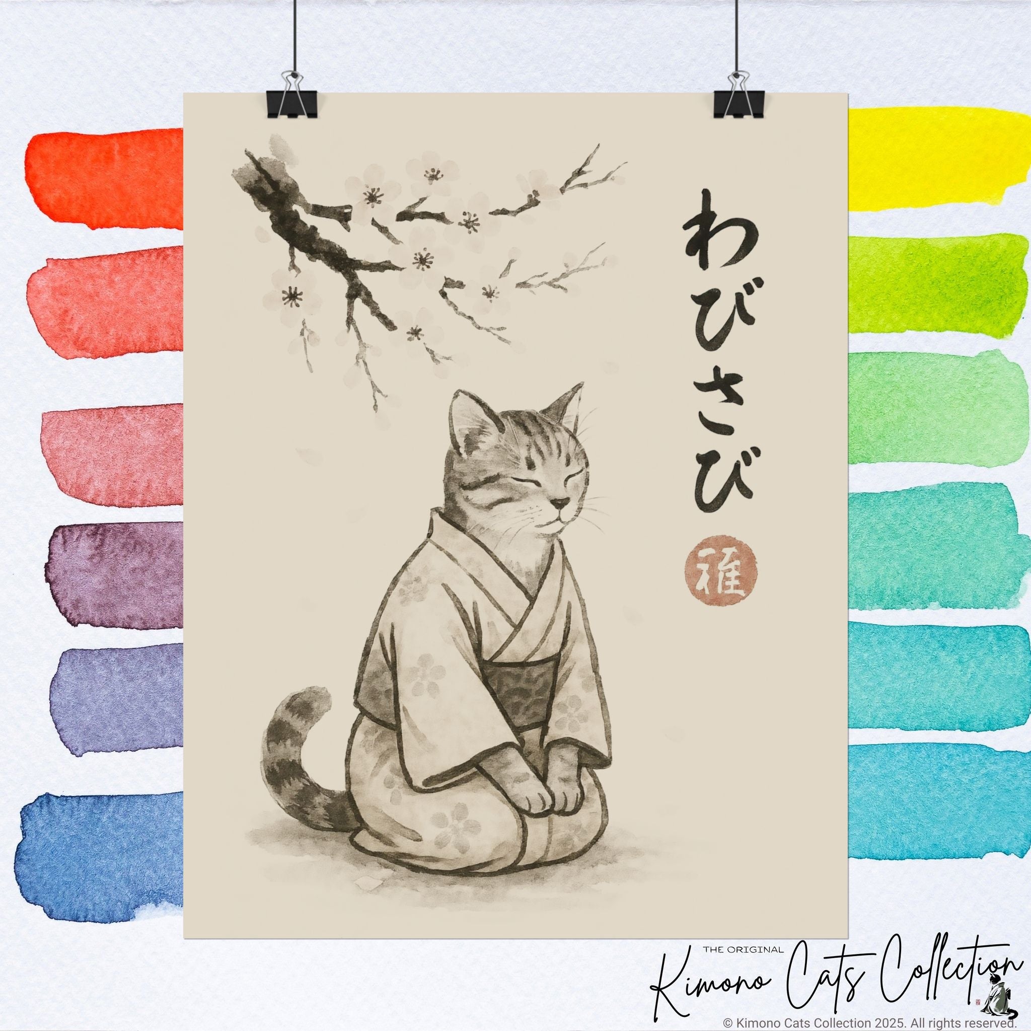Wabisabi Cat | Japanese-Inspired Zen Wall Art