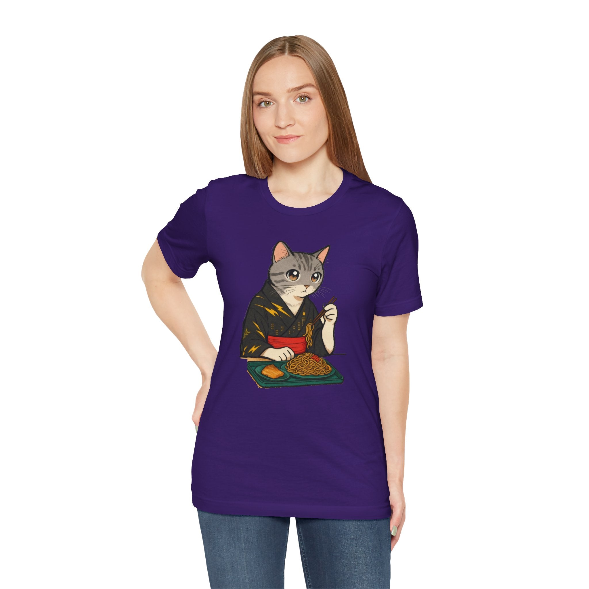 Yakisoba Noodle Cat Shirt - Japanese Street Food Kimono Cat Tee - Kimono Cats Collection