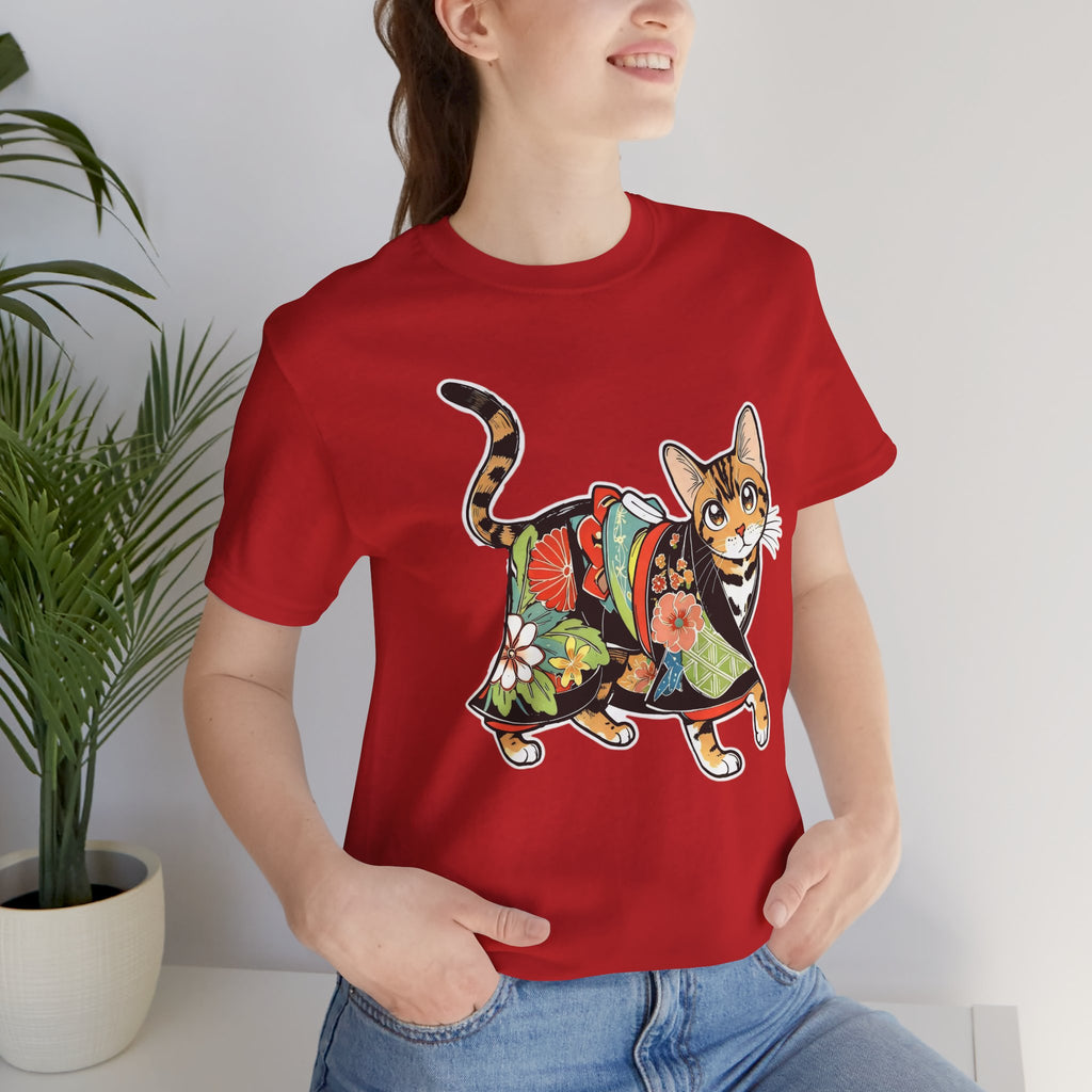 Zen Cat Shirt Japanese Gift Tee, Kimono Cat Bengal