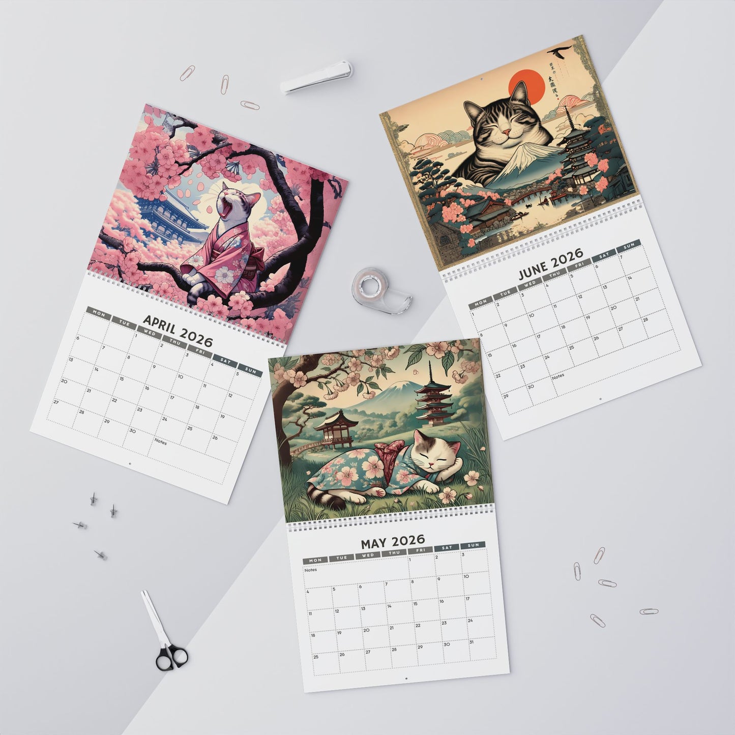 Sleepy Cats of Edo Japan 2026 Wall Calendar