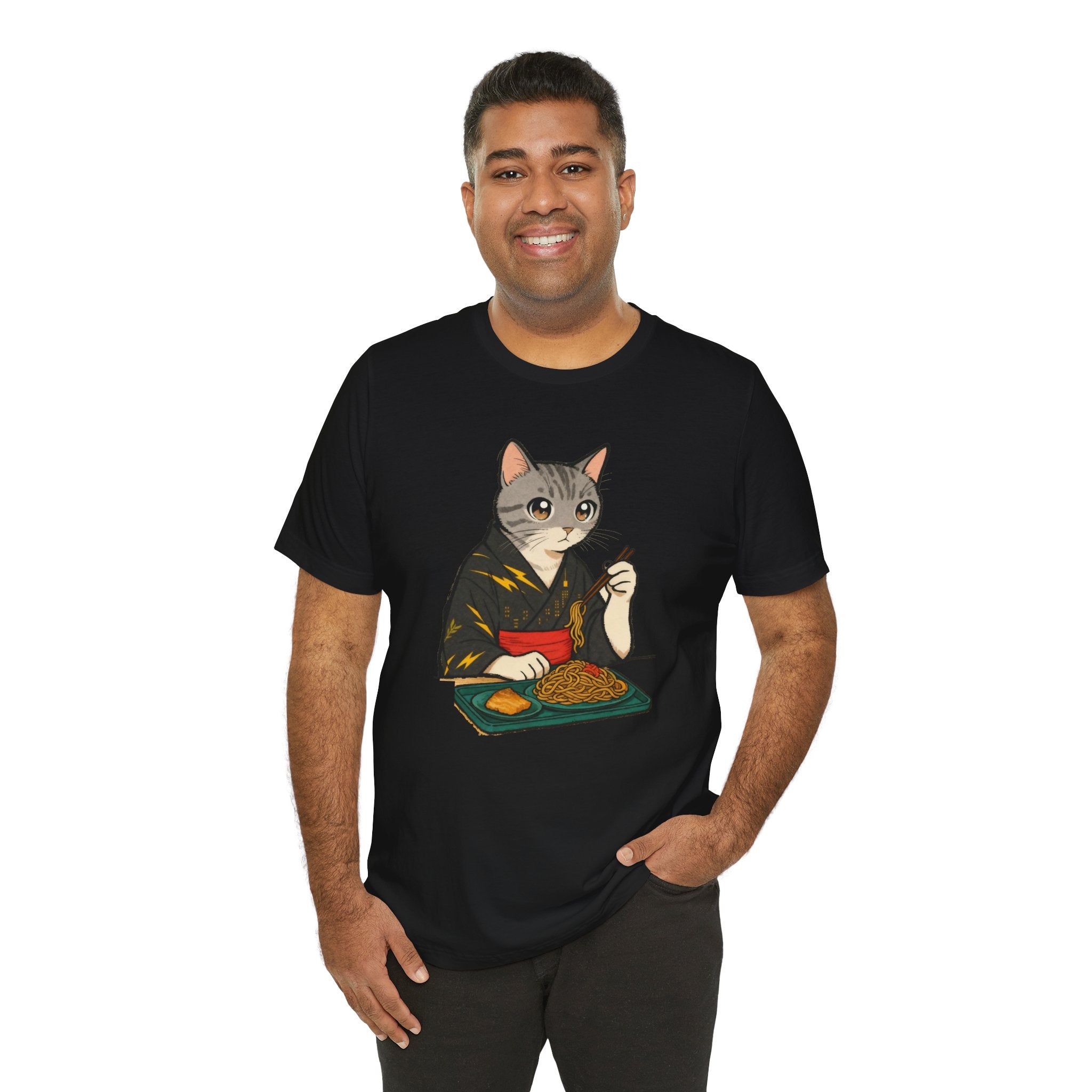 Yakisoba Noodle Cat Shirt - Japanese Street Food Kimono Cat Tee - Kimono Cats Collection