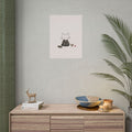 Zen Cat Poster — Minimalist Kawaii Cat in Kimono Wall Art