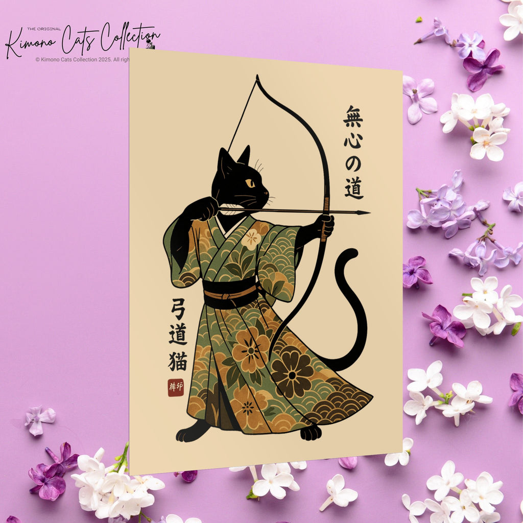 Kyūdō Cat Wall Art – The Way of No-Mind (弓道猫 • 無心の道)