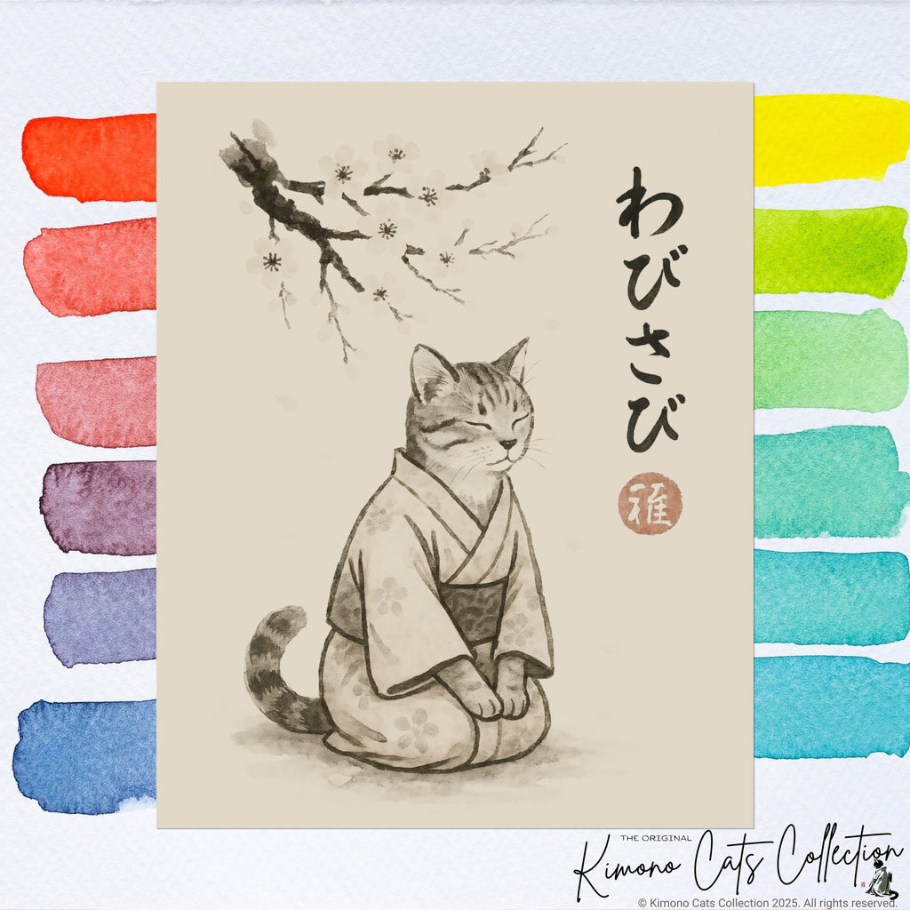 Wabisabi Cat | Japanese-Inspired Zen Wall Art