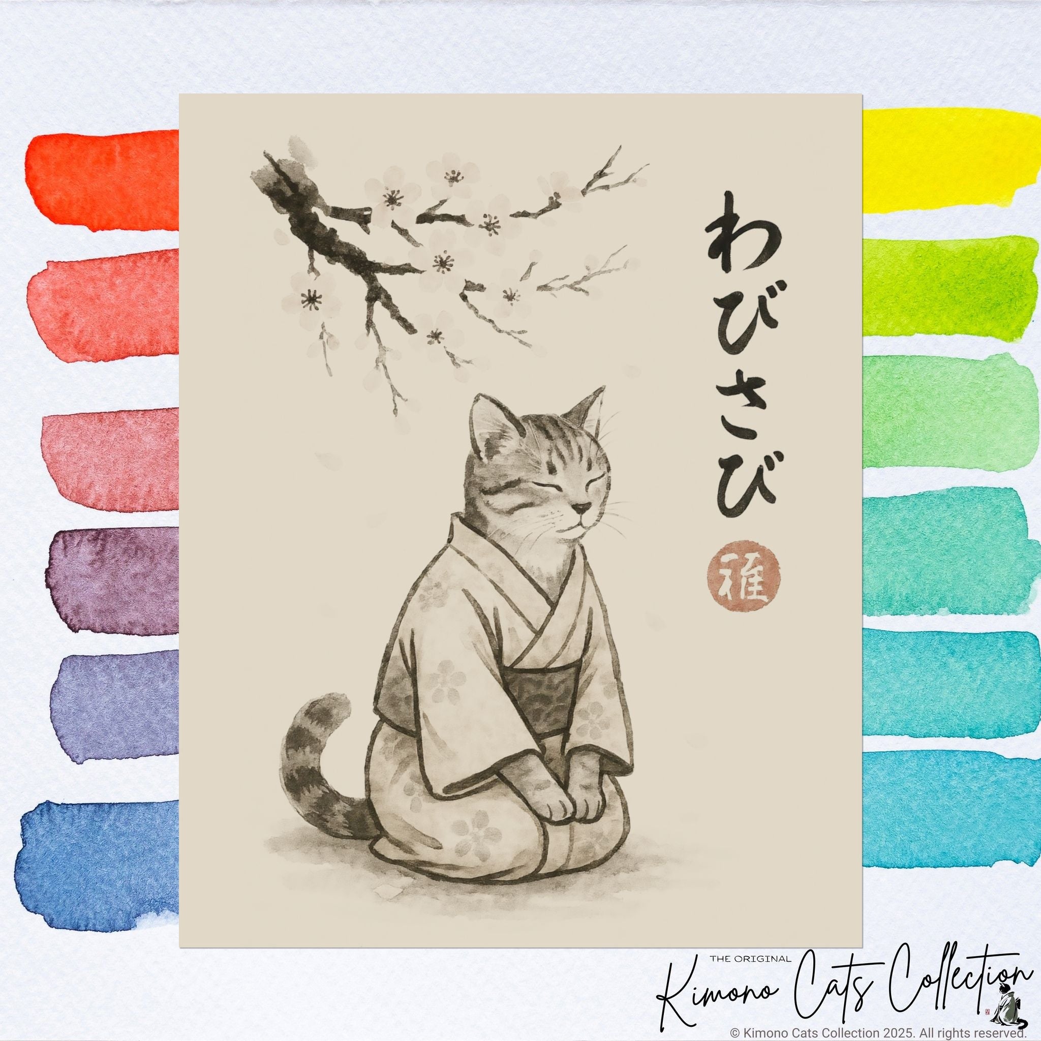 Wabisabi Cat | Japanese-Inspired Zen Wall Art