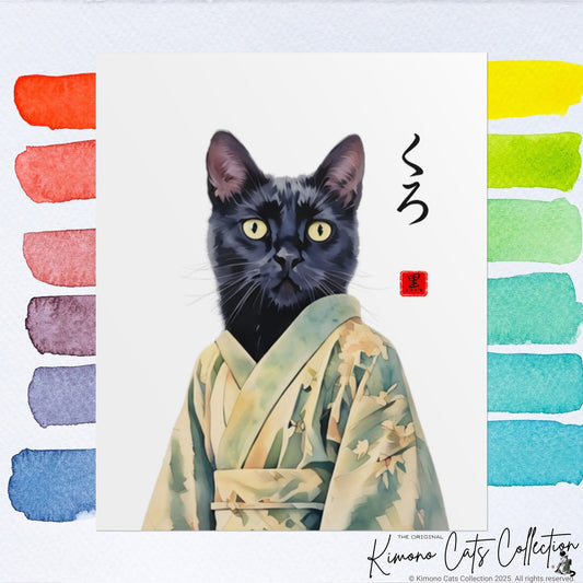 Individuelles Kimono-Haustierportrait – Personalisiertes Haustierkunstwerk im japanischen Stil