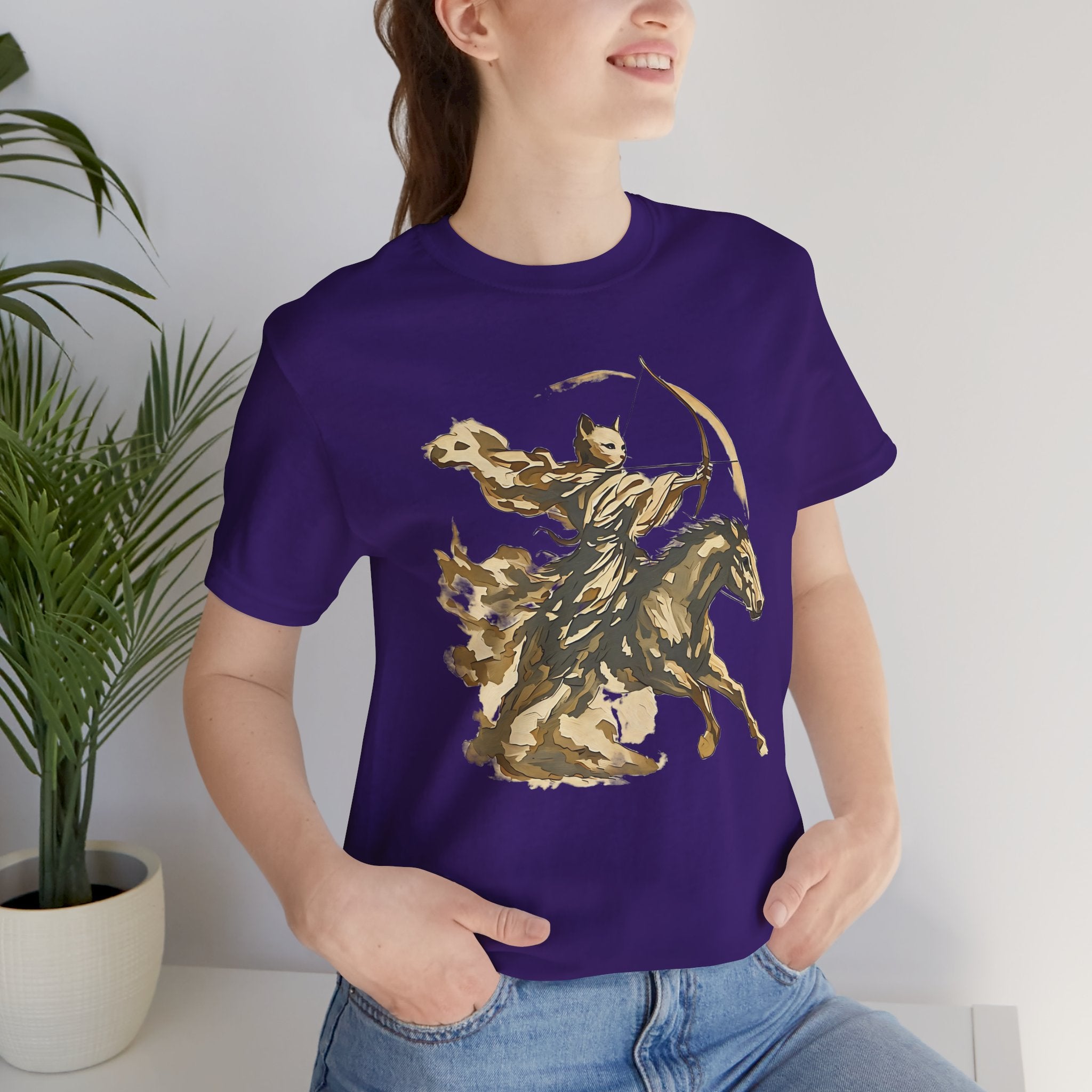 Year of the Horse Archer Cat T-Shirt, Japanese Zodiac Ukiyo-e Ink Wash