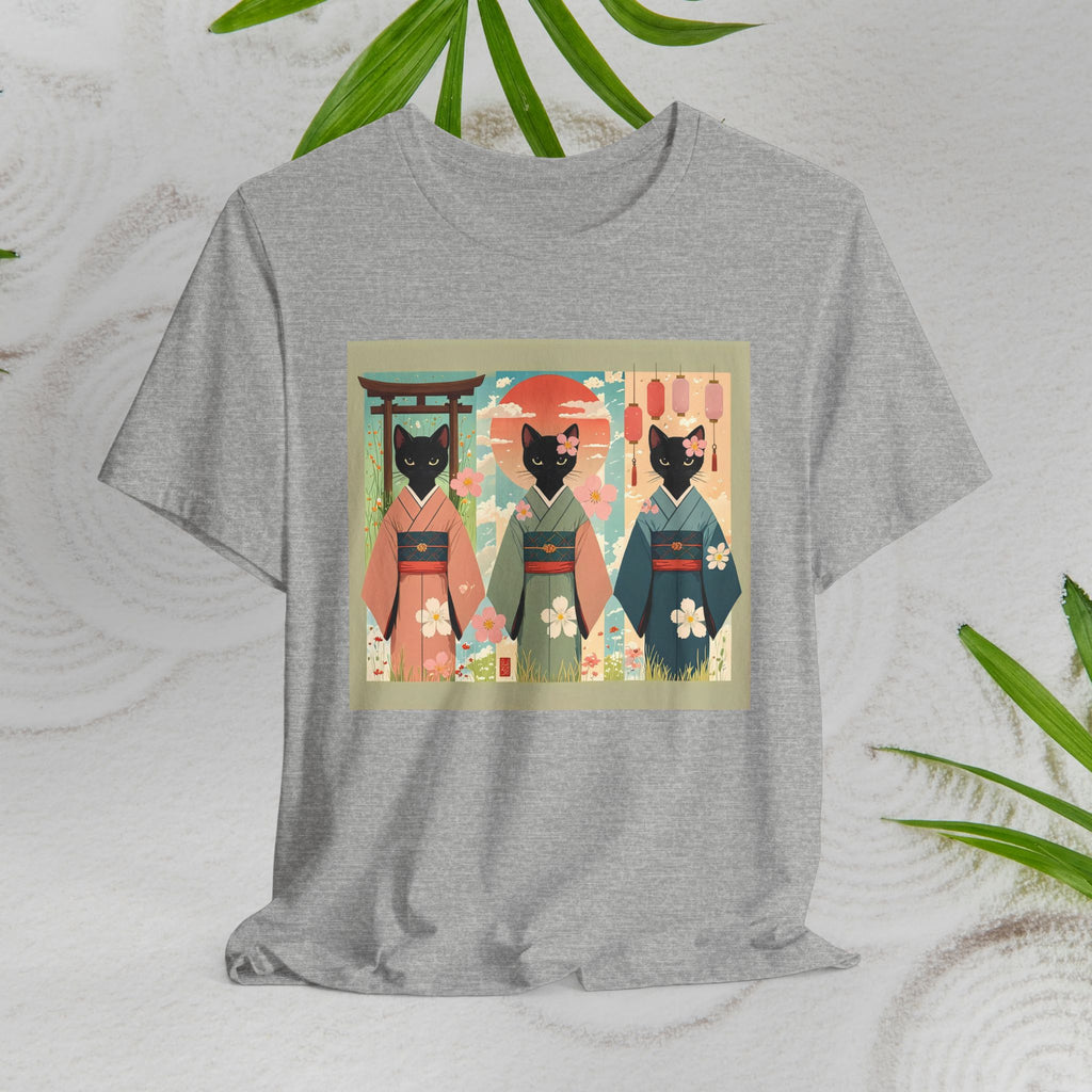 Cute Japanese Black Kitty Cats in Kimonos T-Shirt