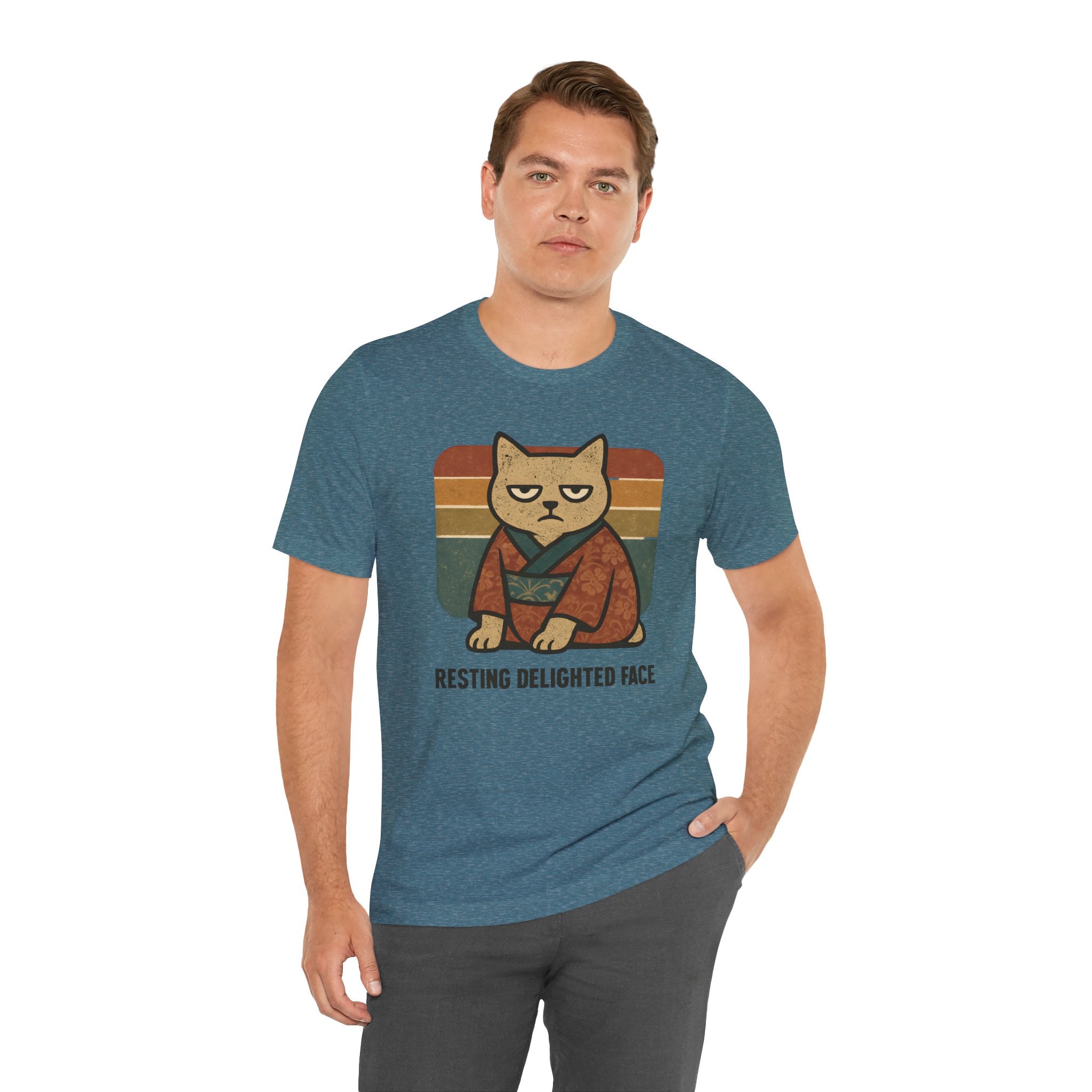 Resting Delighted Face - Grumpy Kimono Cat Vintage T-Shirt