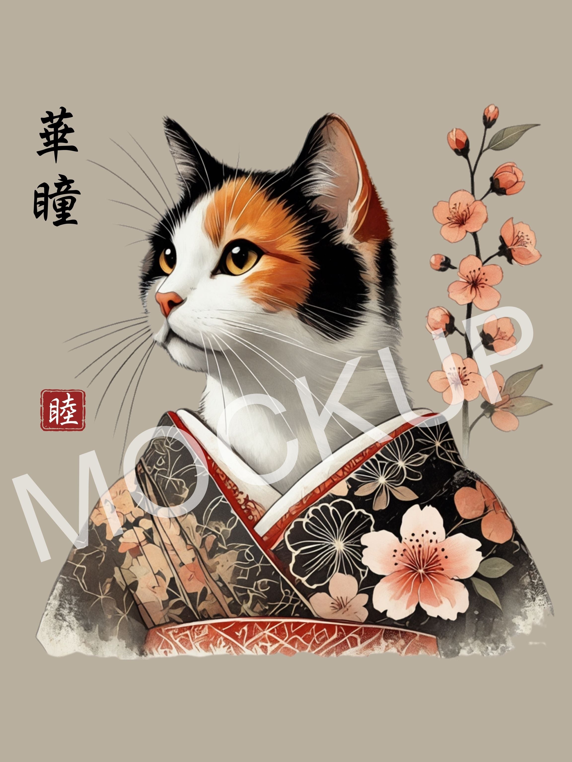 華瞳 (Katon) – Flowered Gaze Cat Wall Art