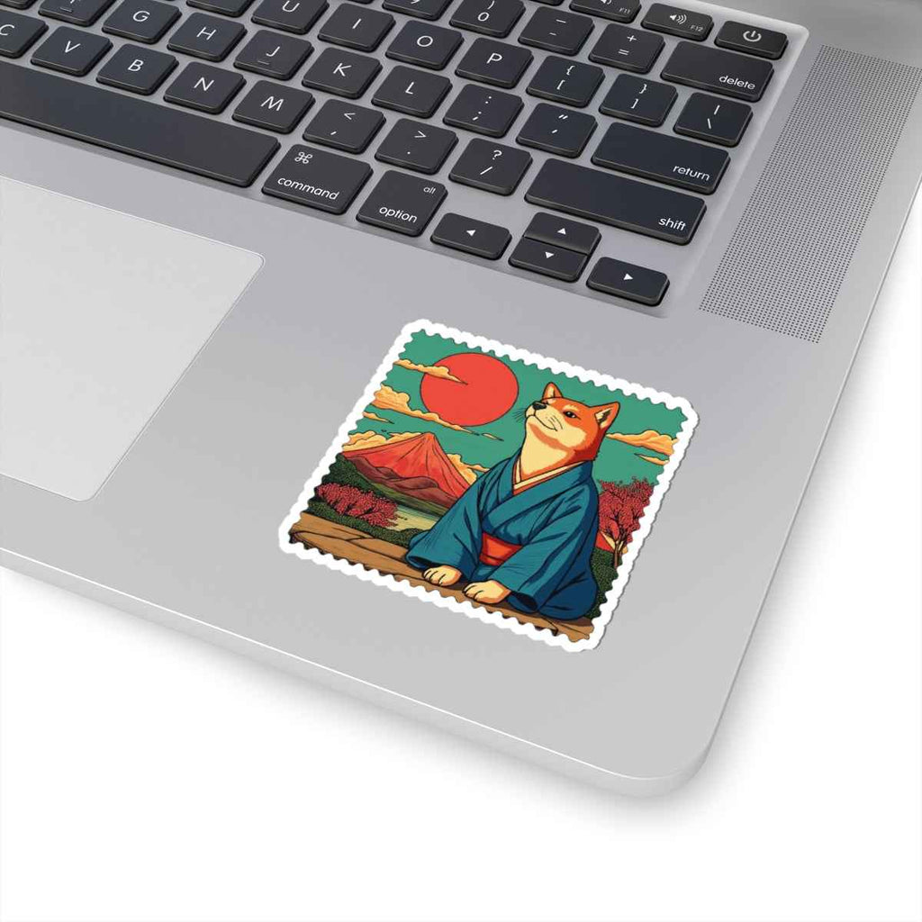 Shiba Inu in Kimono Sticker - Kiss-Cut Japanese Mount Fuji Design