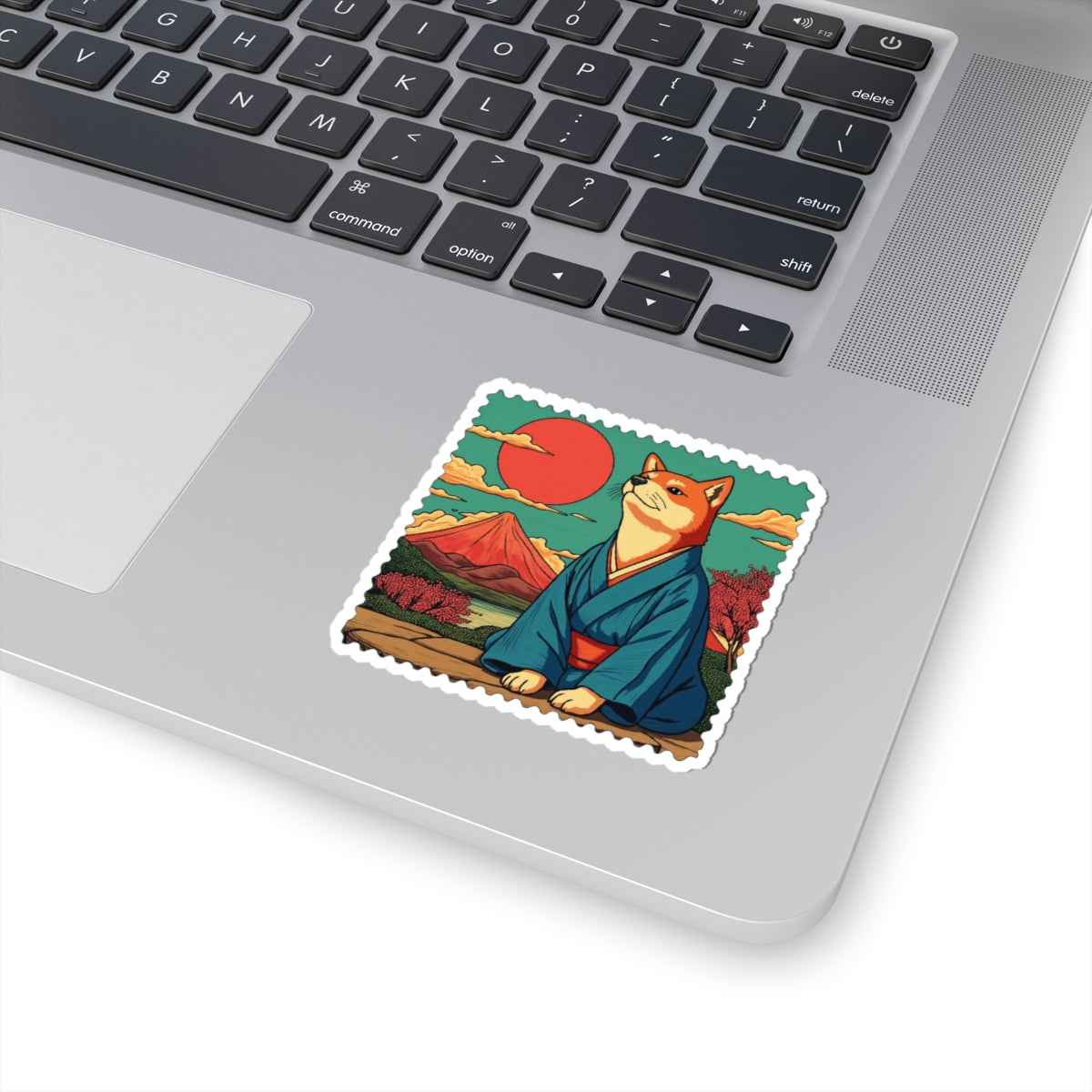 Shiba Inu in Kimono Sticker - Kiss-Cut Japanese Mount Fuji Design