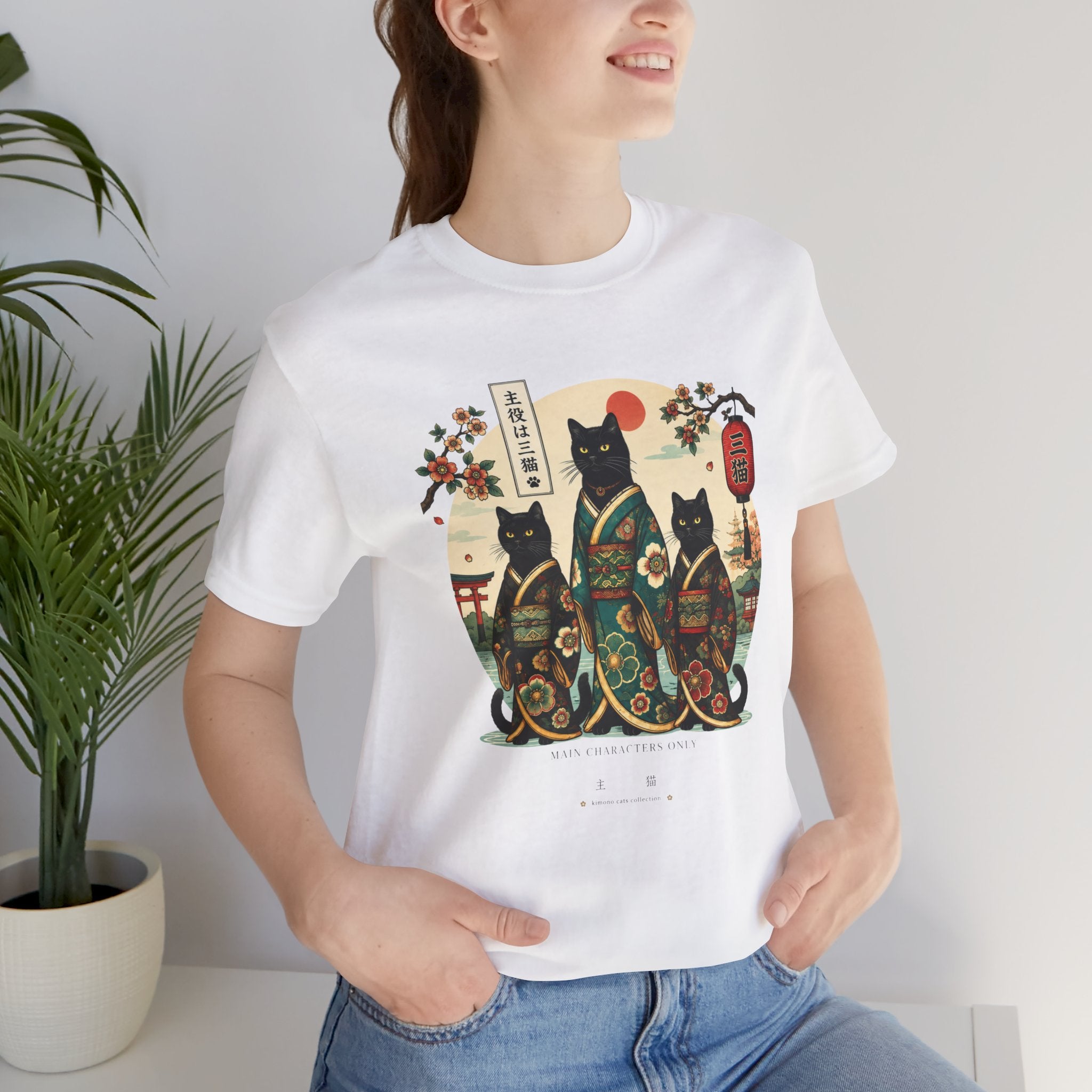 Japanese Lucky Cat Trio T-Shirt — Ukiyo-e Style Maneki Neko Graphic Tee