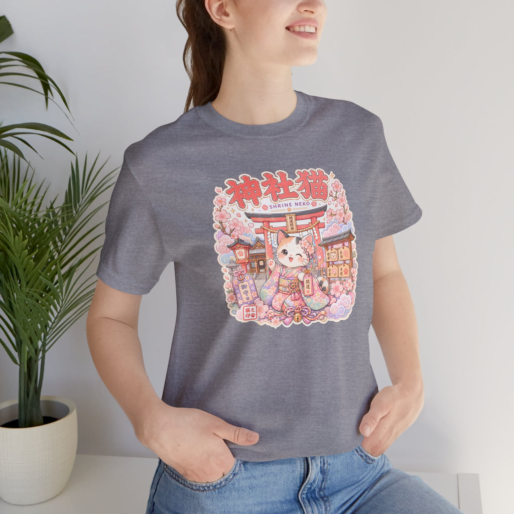Lucky Cat Shrine T-Shirt — Kawaii Maneki Neko Cherry Blossom Tee
