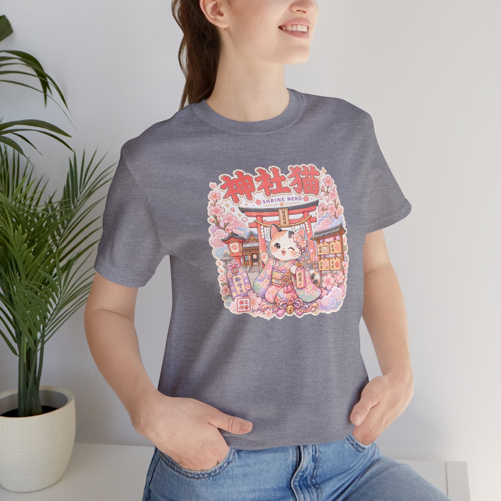 Lucky Cat Shrine T-Shirt — Kawaii Maneki Neko Cherry Blossom Tee