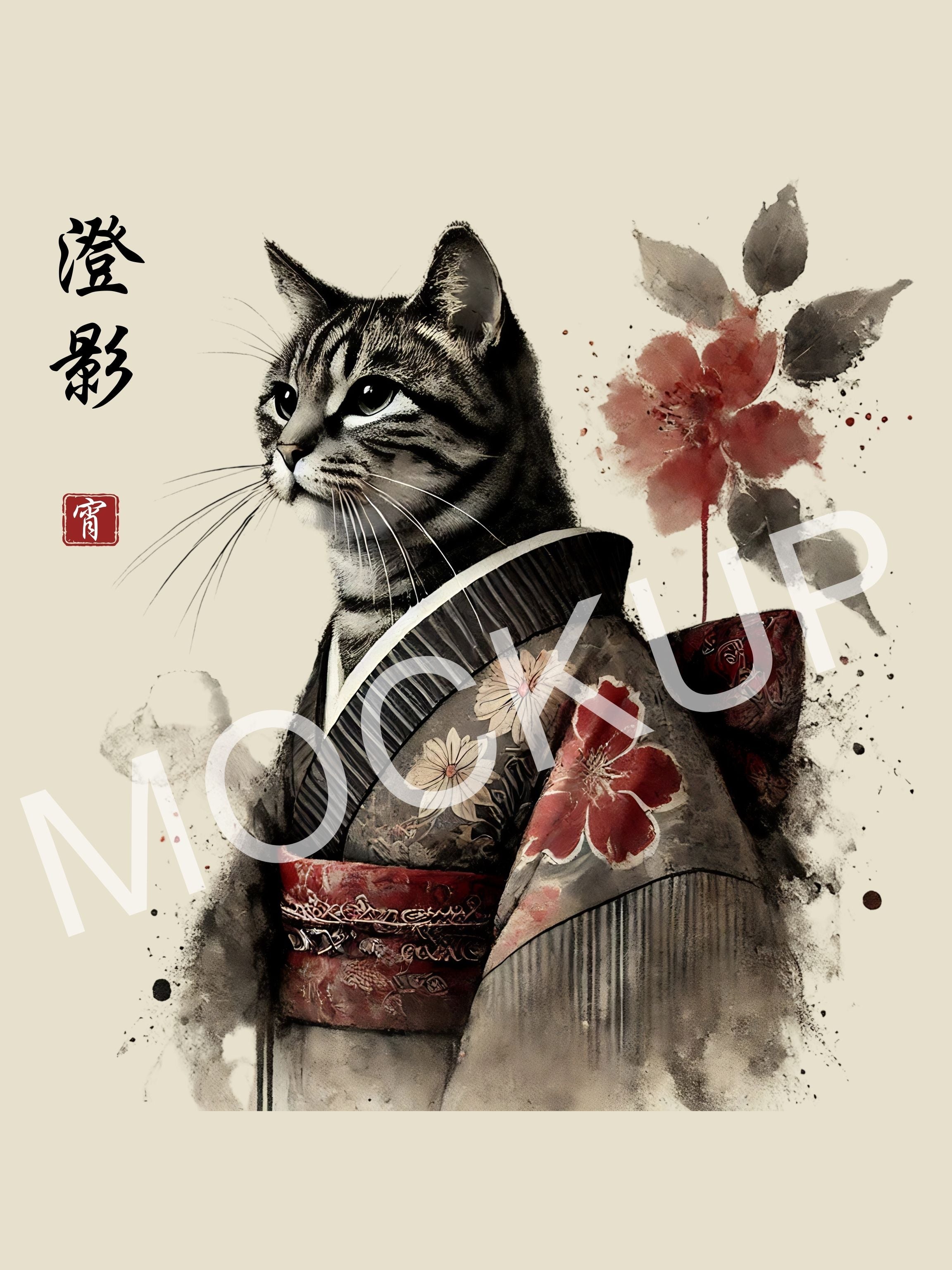 澄影 (Chūei) – Clear Shadow Cat Wall Art