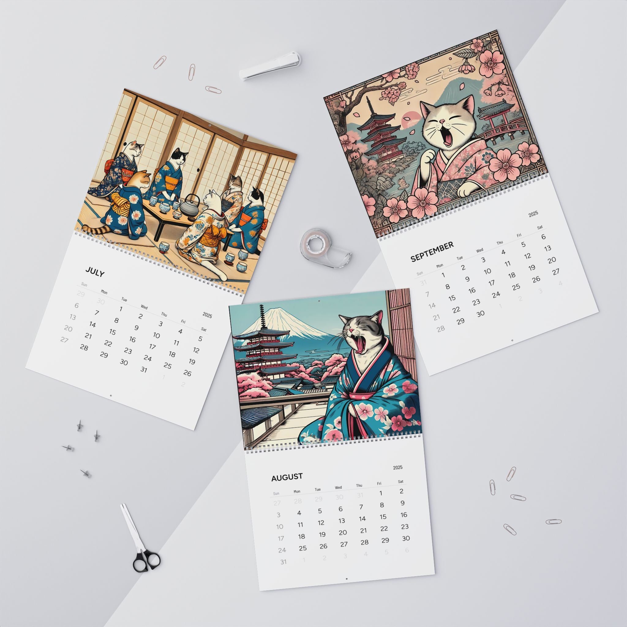 Kawaii Zen Cats of Edo Calendar 2025