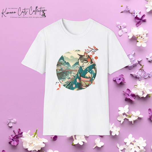 Kimono Cat T-Shirt - Japanese Zen Shrine Neko Softstyle Tee