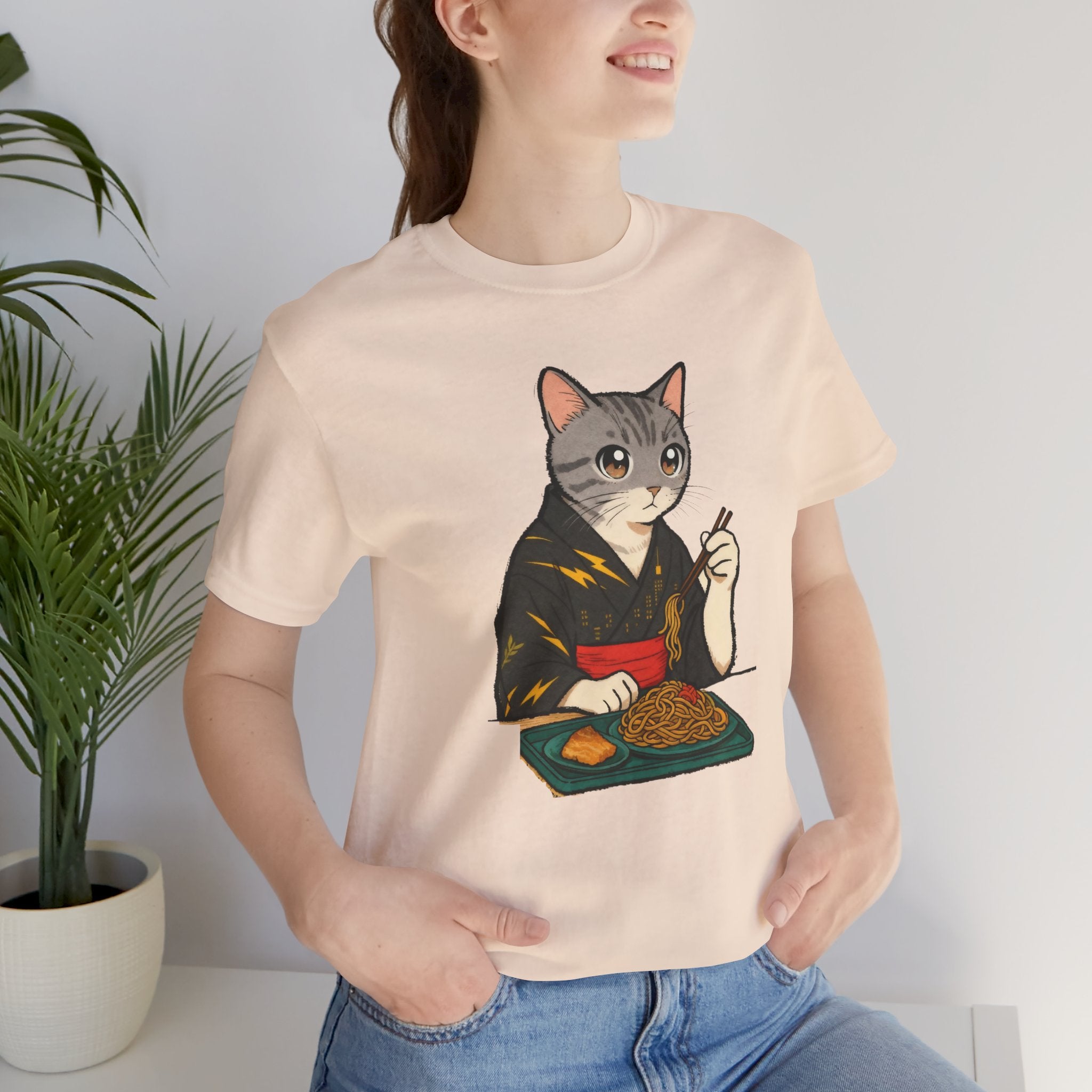 Yakisoba Noodle Cat Shirt - Japanese Street Food Kimono Cat Tee