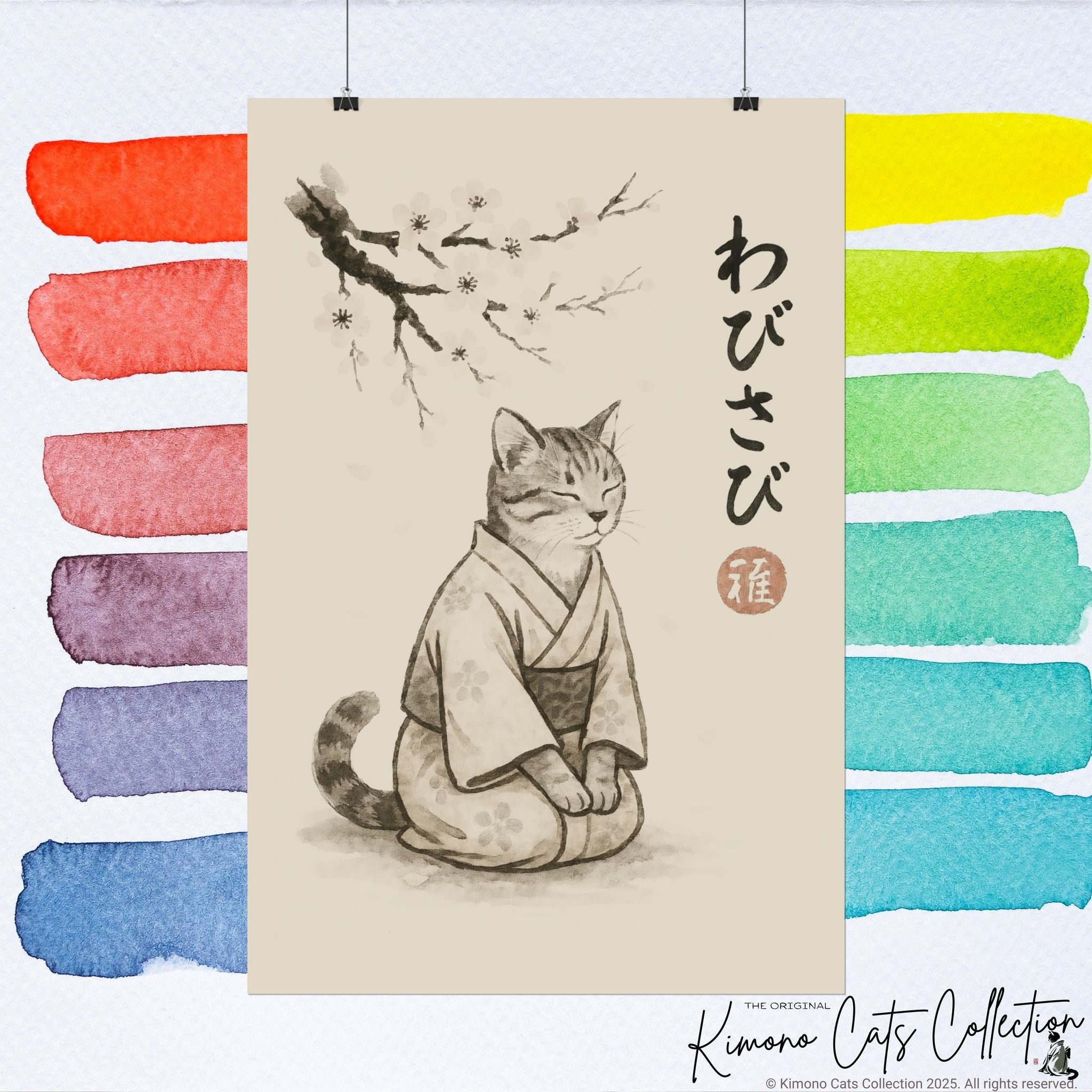 Wabisabi Cat | Japanese-Inspired Zen Wall Art