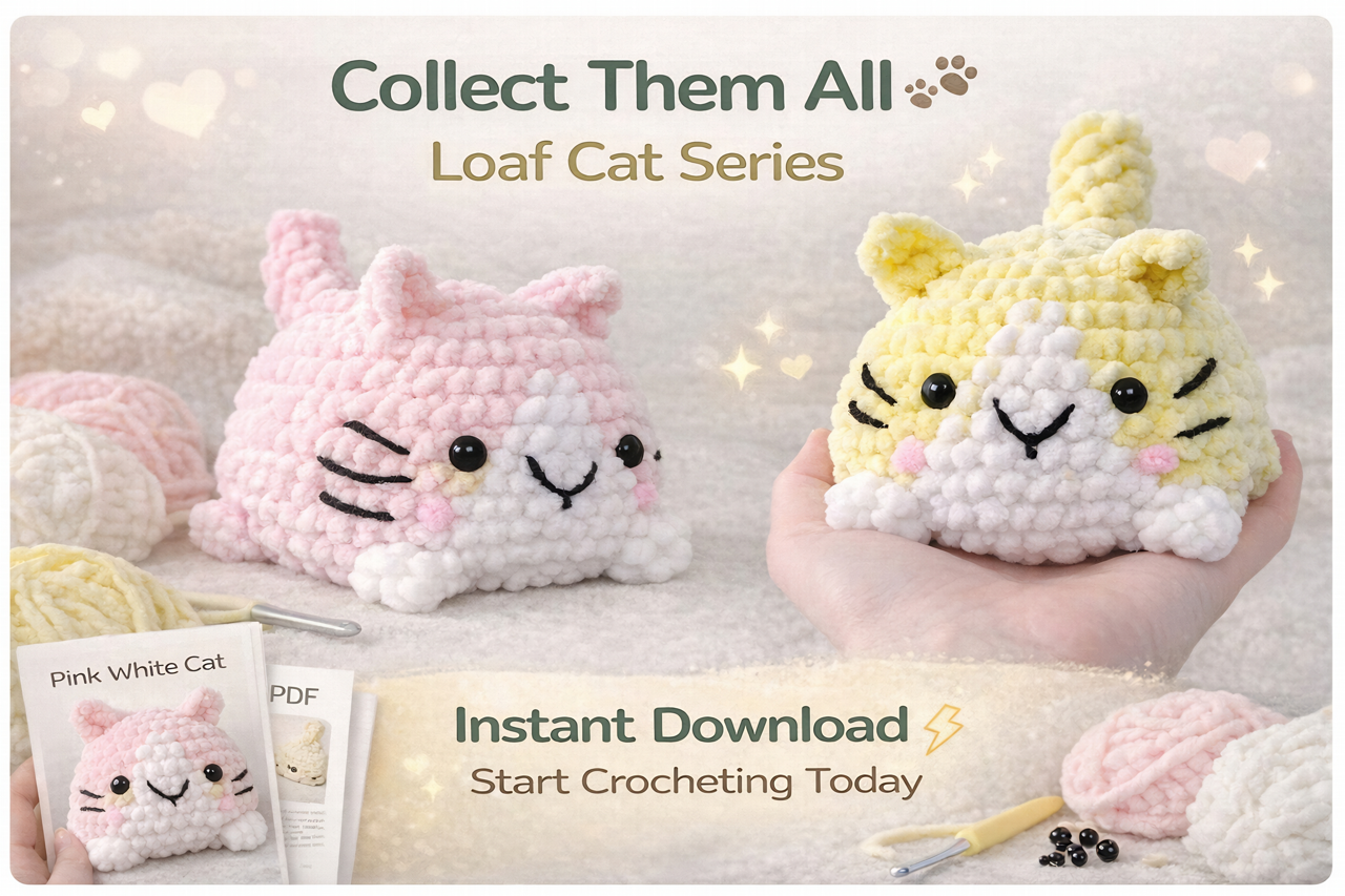 Lemon Loaf Cat Crochet Pattern, Easy No Sew Amigurumi PDF (Digital Download)